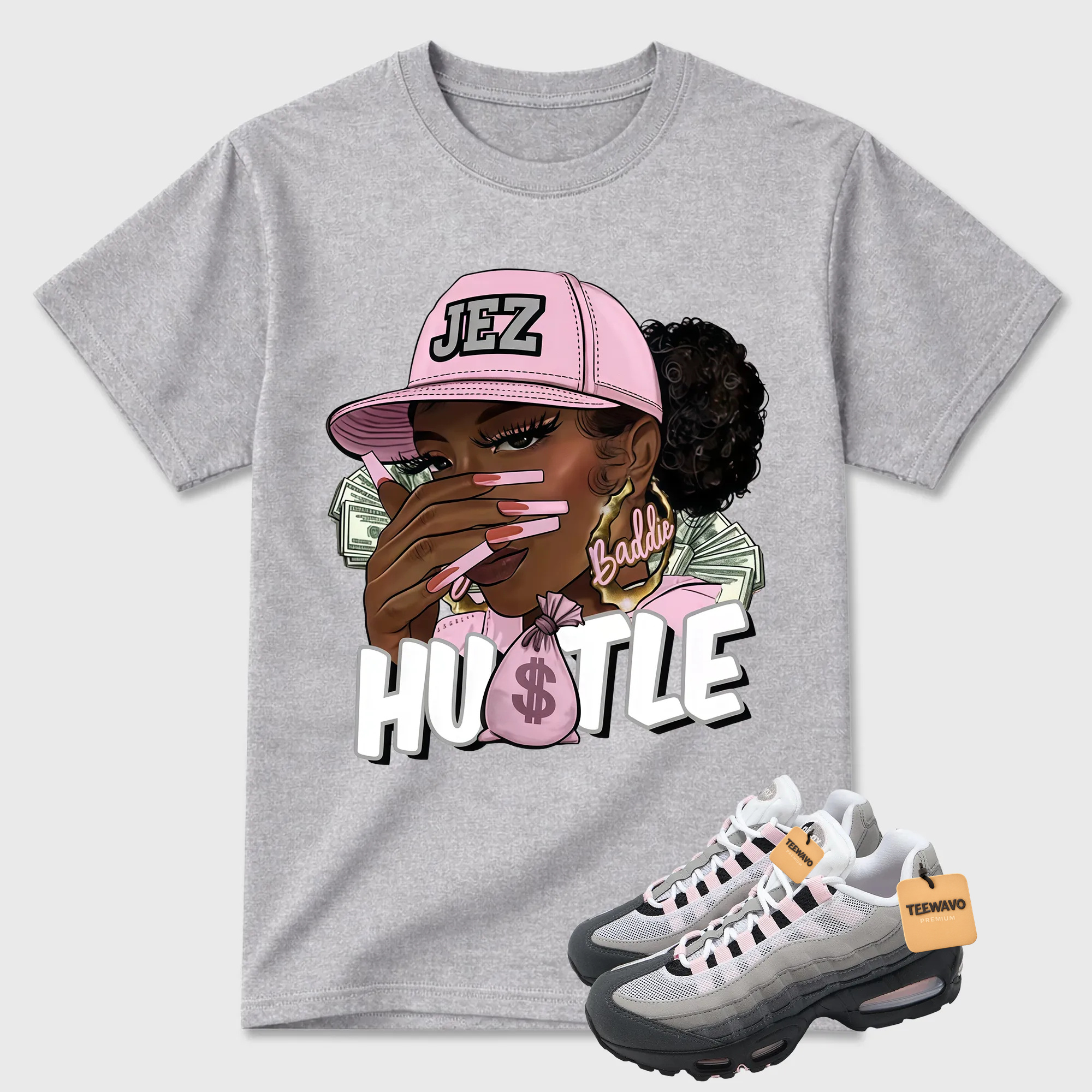 Classic 95 Pink Foam Shirt, AM95 Match Tee, BADDIE HUSTLE Tshirt