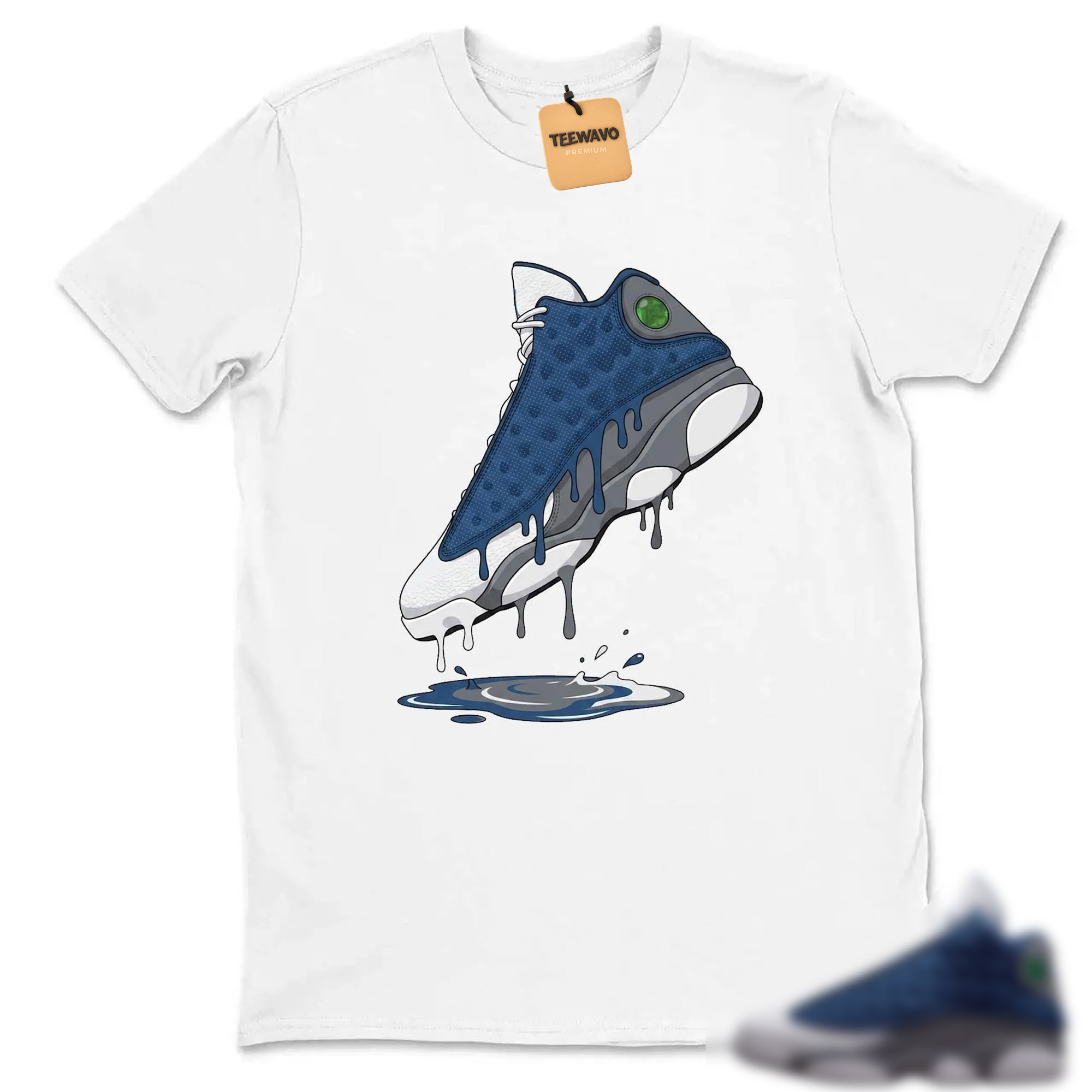 Dripping Shoe Shirt to Match AJD 13 Retro Navy and Flint Grey