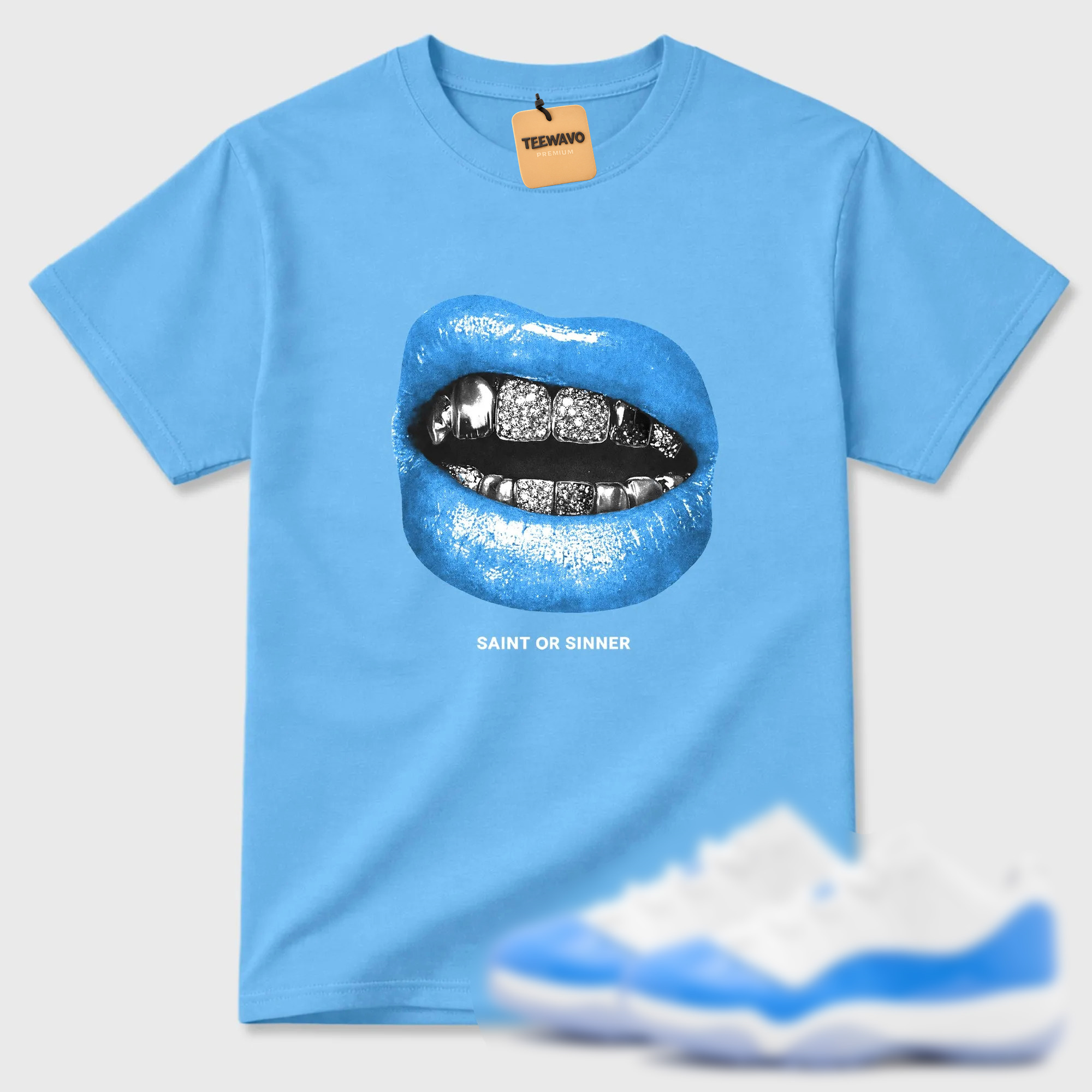 Saint Or Sinner Sneaker Tees - AJD 11 University Blue