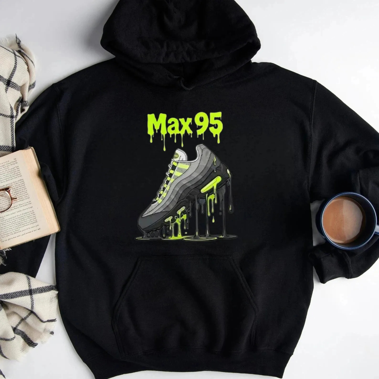 Max 95 Neon Green Drip Sneaker Graphic Unisex Classic Hoodie