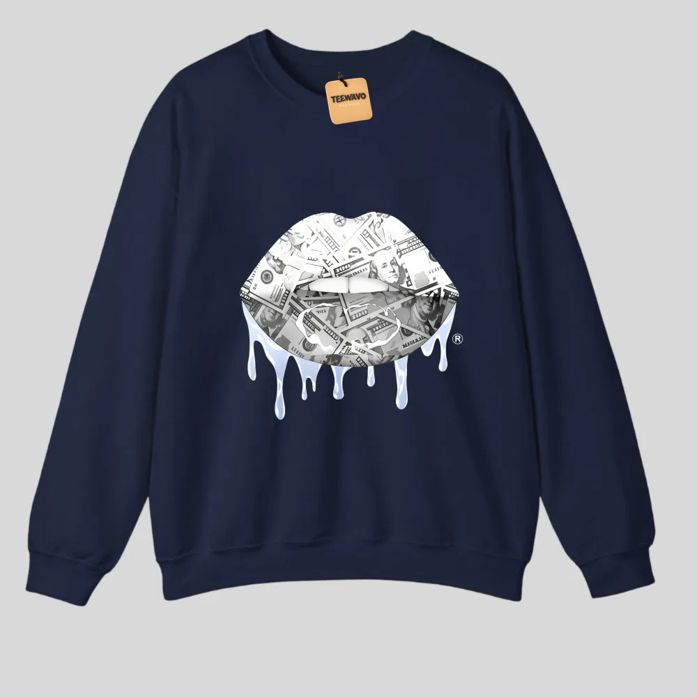 Money Lips With Dripping Effect tshirt 100% cotton