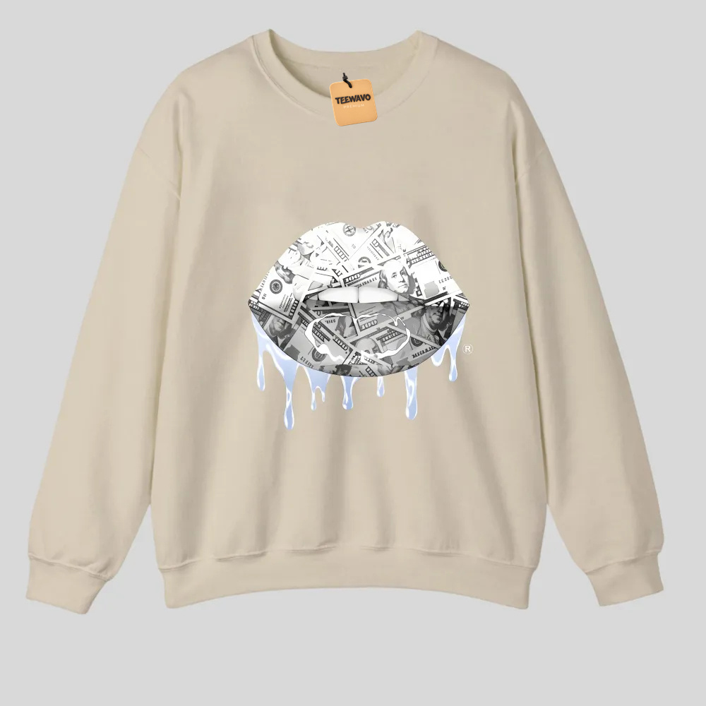 Money Lips With Dripping Effect tshirt 100% cotton