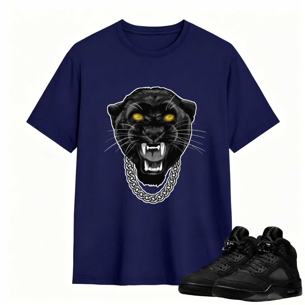 Gangster Black Cat Sneaker Tees - Air Jordan 5 Black Cat