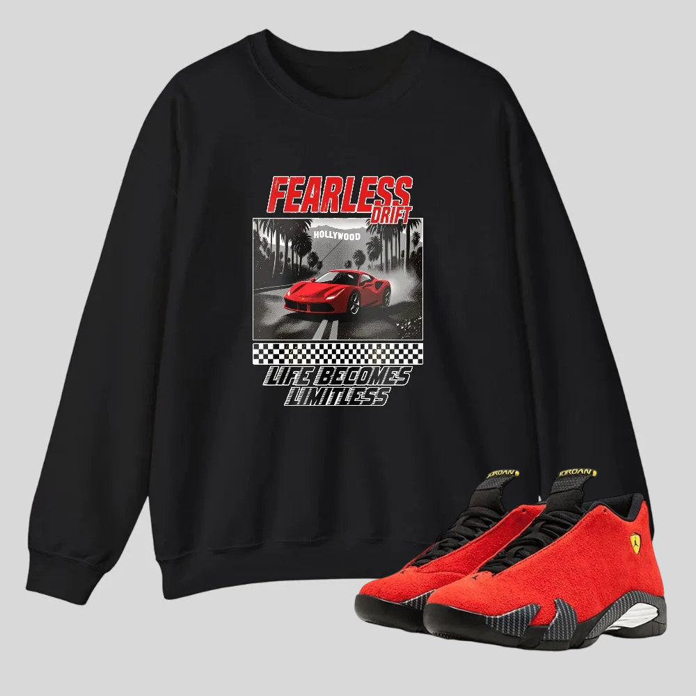 Fearless Drift Red Car Racing Design tshirt 100% cotton