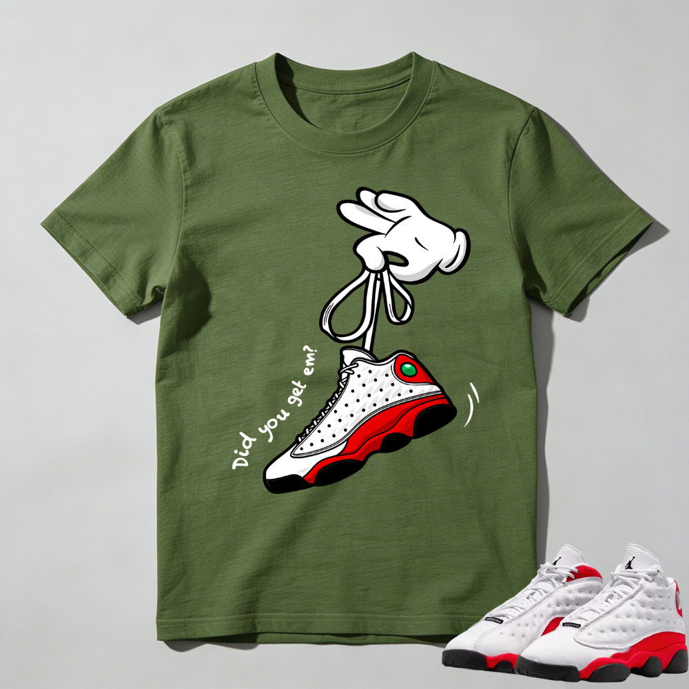 Cartoon Hands Sneaker Tees - Air Jordan 13 University Red
