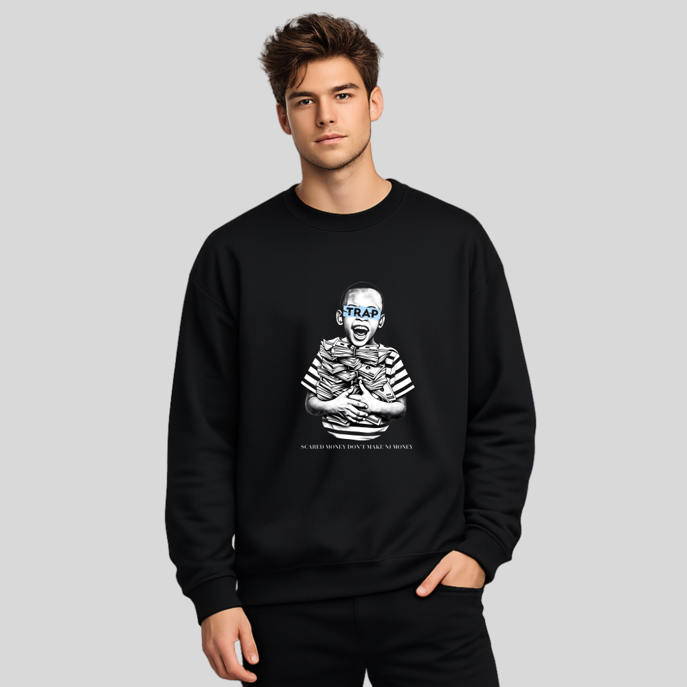 Trap Boy With Money Stack And Text tshirt 100% cotton