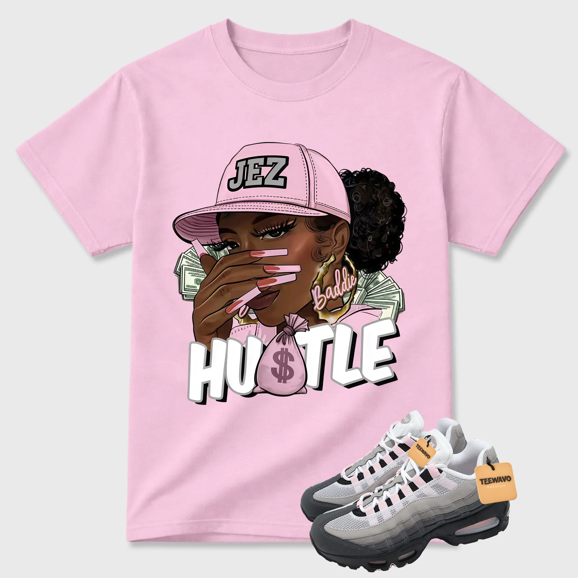 Classic 95 Pink Foam Shirt, AM95 Match Tee, BADDIE HUSTLE Tshirt