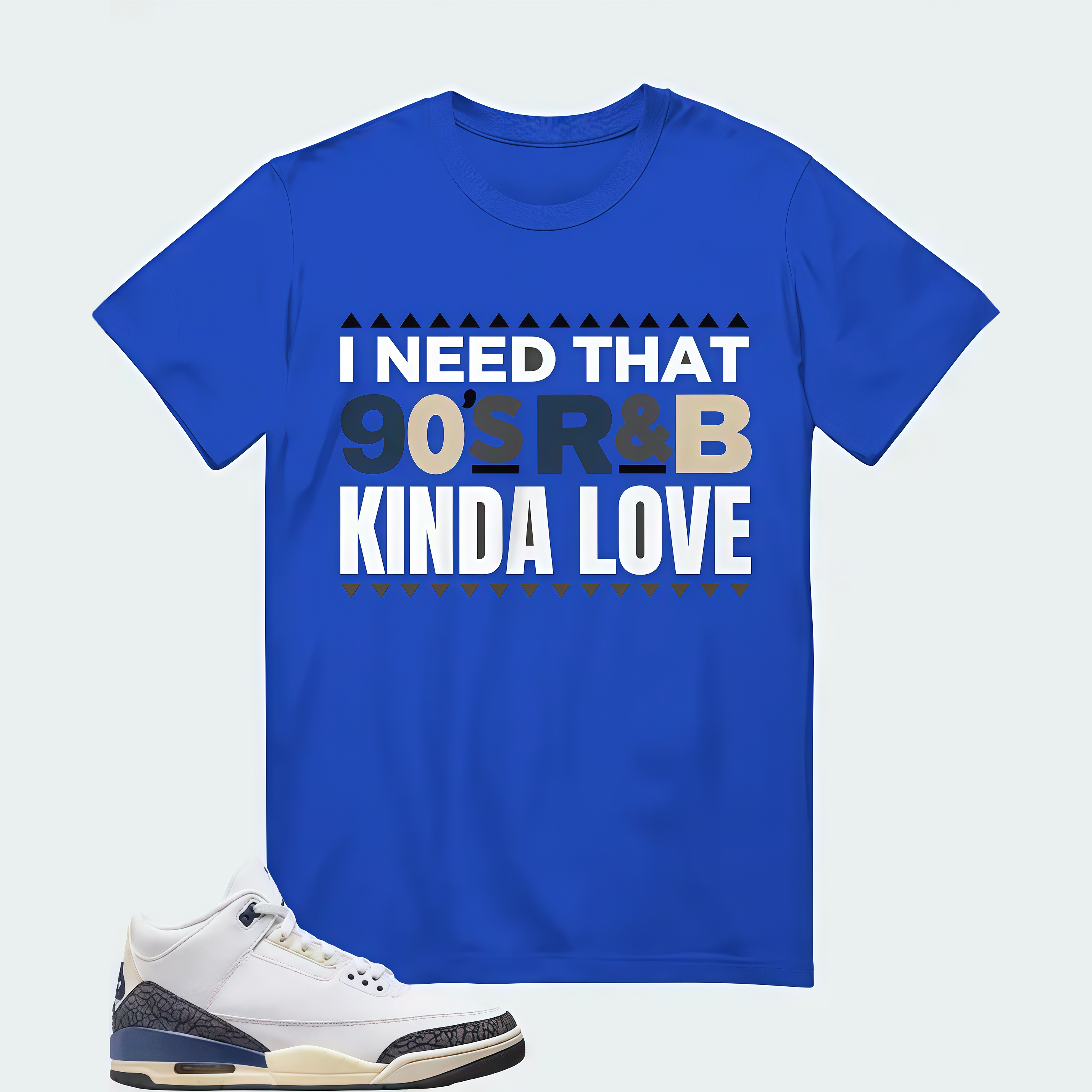 Air Jordan 3 x A Ma Maniere Diffused Blue , T-Shirt (I Need That 90s R&B Kinda Love)