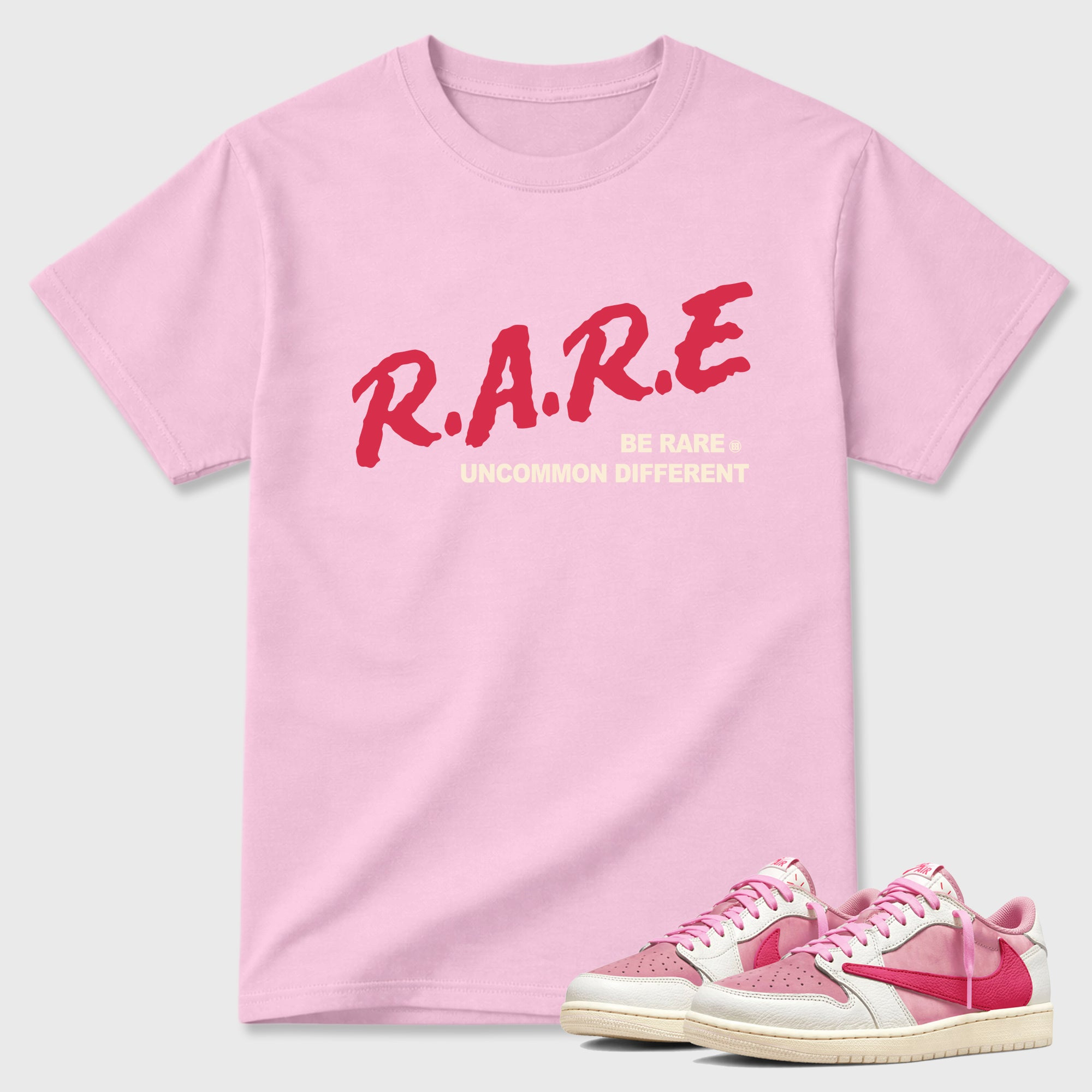 Be Rare Uncommon Different  Sneaker Tees - Air Jordan 1 Travis Scott Tropical Pink
