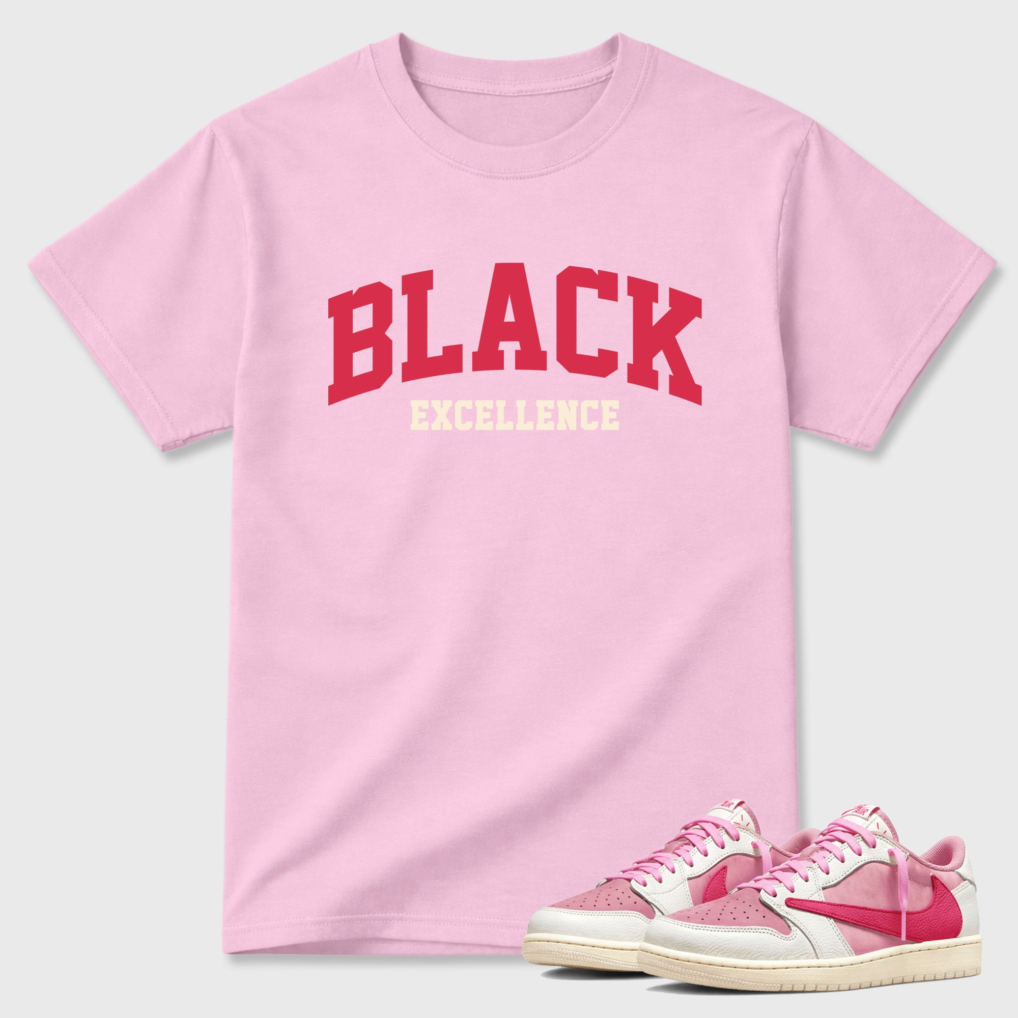 Varsity Black Excellence  Sneaker Tees - Air Jordan 1 Travis Scott Tropical Pink