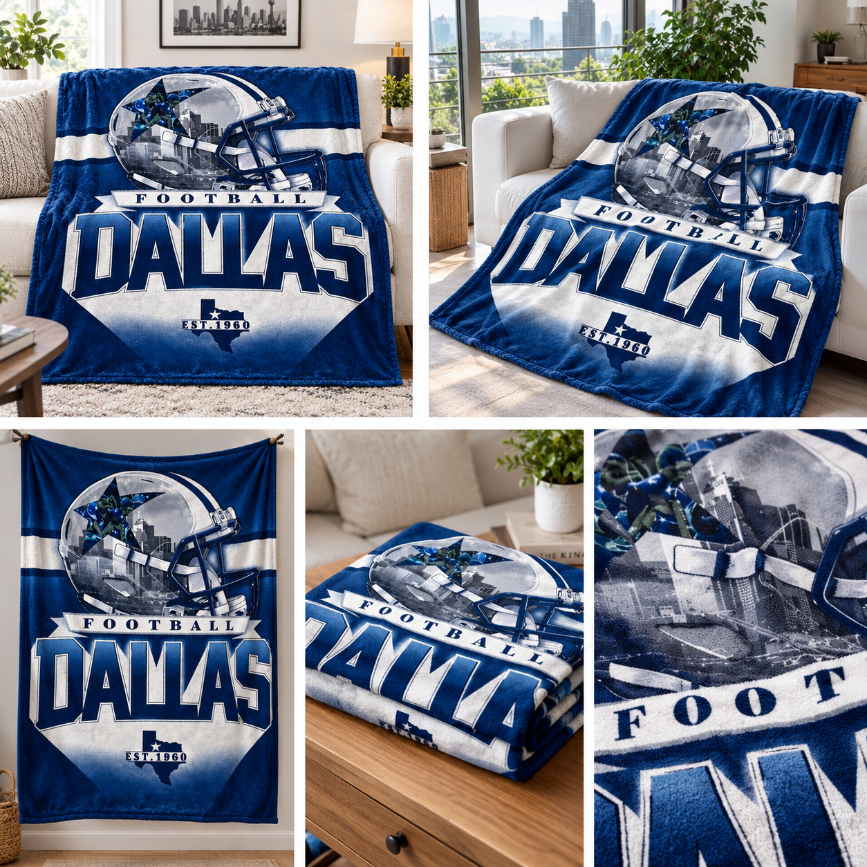 Dallas Football Fleece Throw Blanket - Soft Flannel Sports Sherpa Blanket, Gift for Dallas Fans Men Women, Game Day Couch Bed Decor