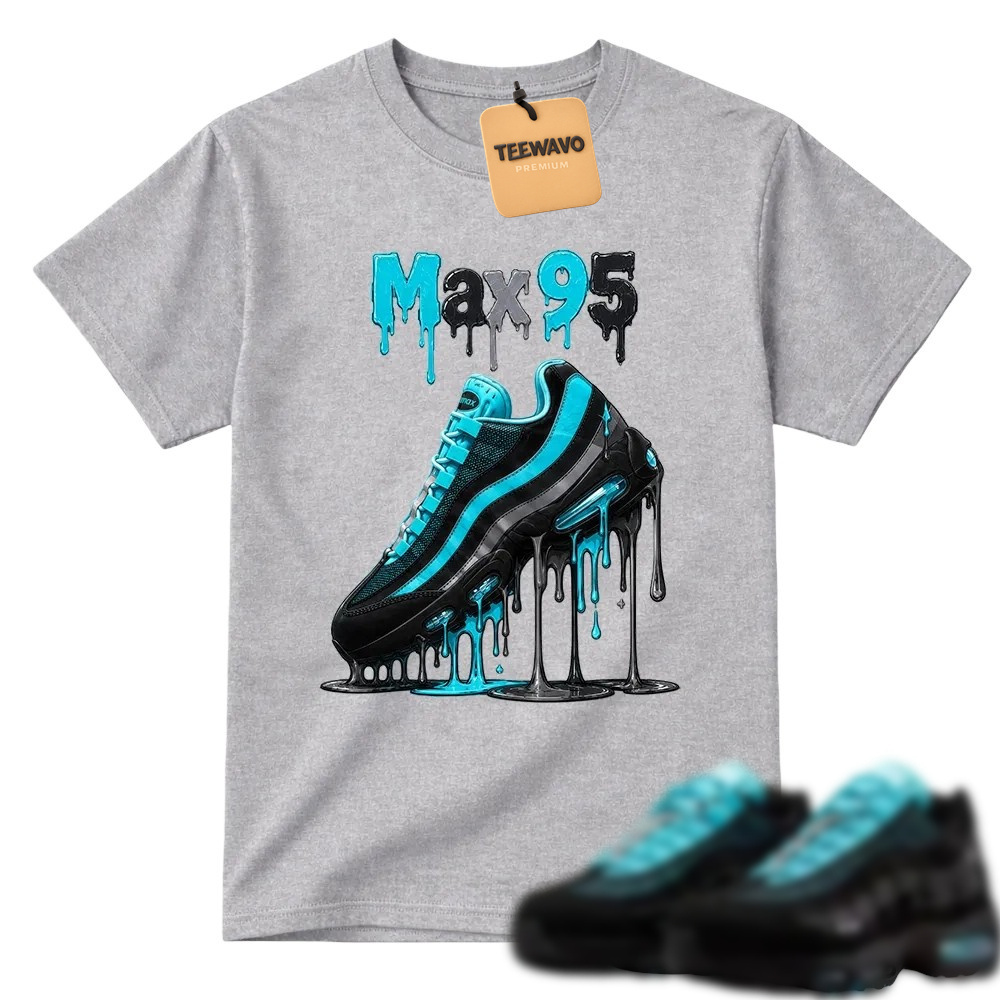 Max 95 Drip Graphic Tee – Aqua Black Sneaker Match Shirt