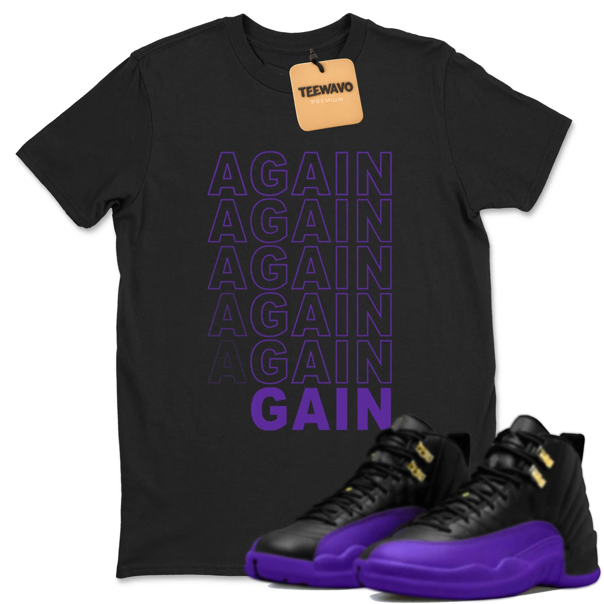 Again Gain TEEWAVO Sneaker Tee - AJD 12 Field Purple