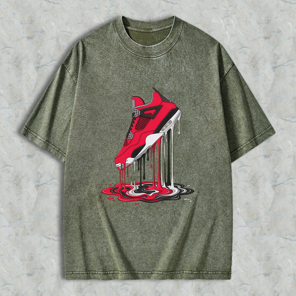 Dripping Sneaker Graphic Beige T‑Shirt