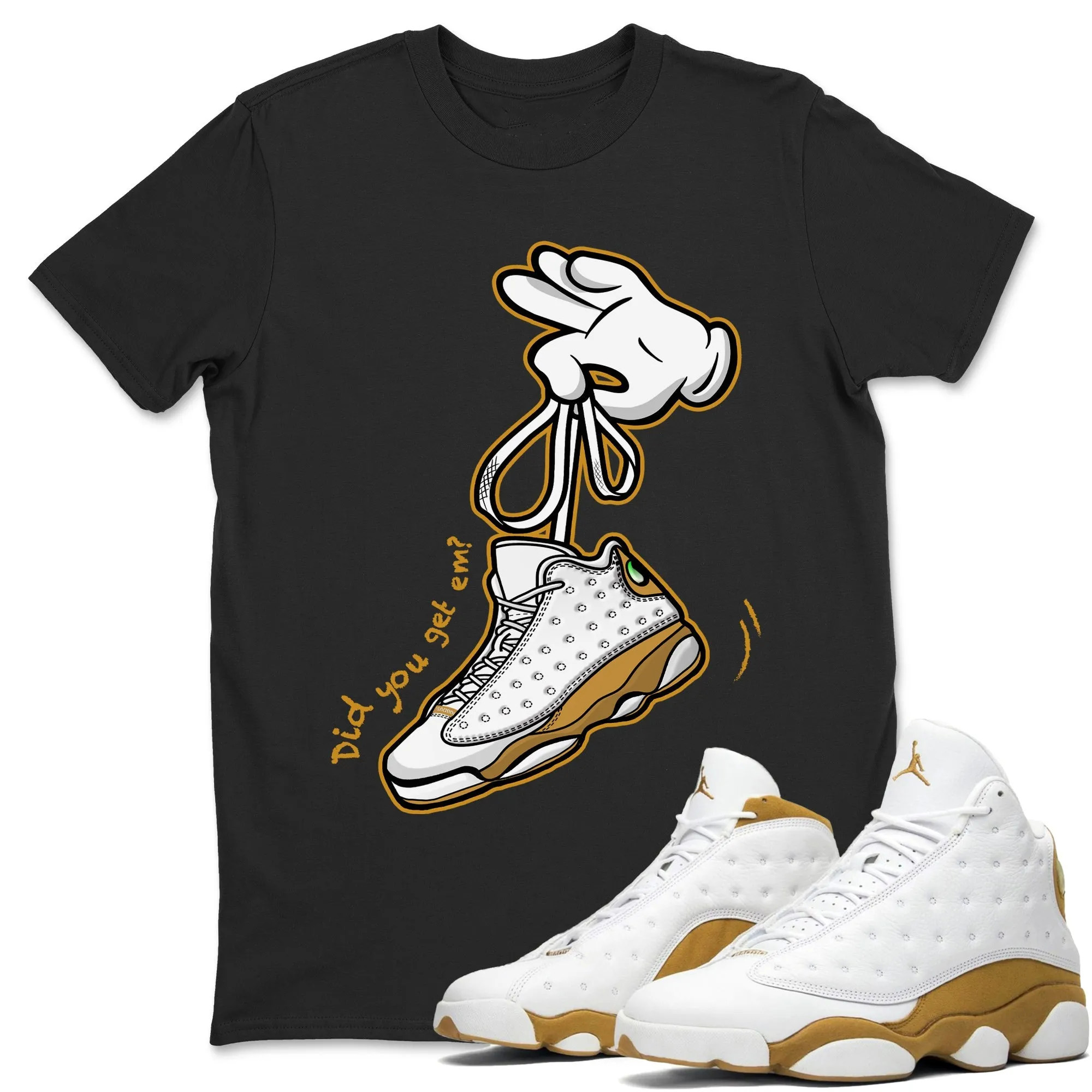 Cartoon Hands Unisex Tops - Air Jordan 13 Wheat