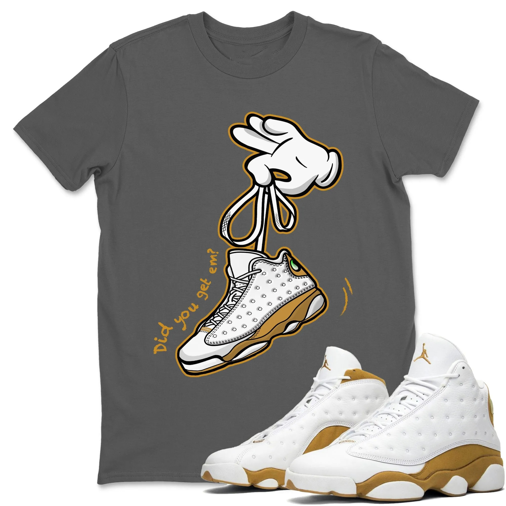 Cartoon Hands Unisex Tops - Air Jordan 13 Wheat