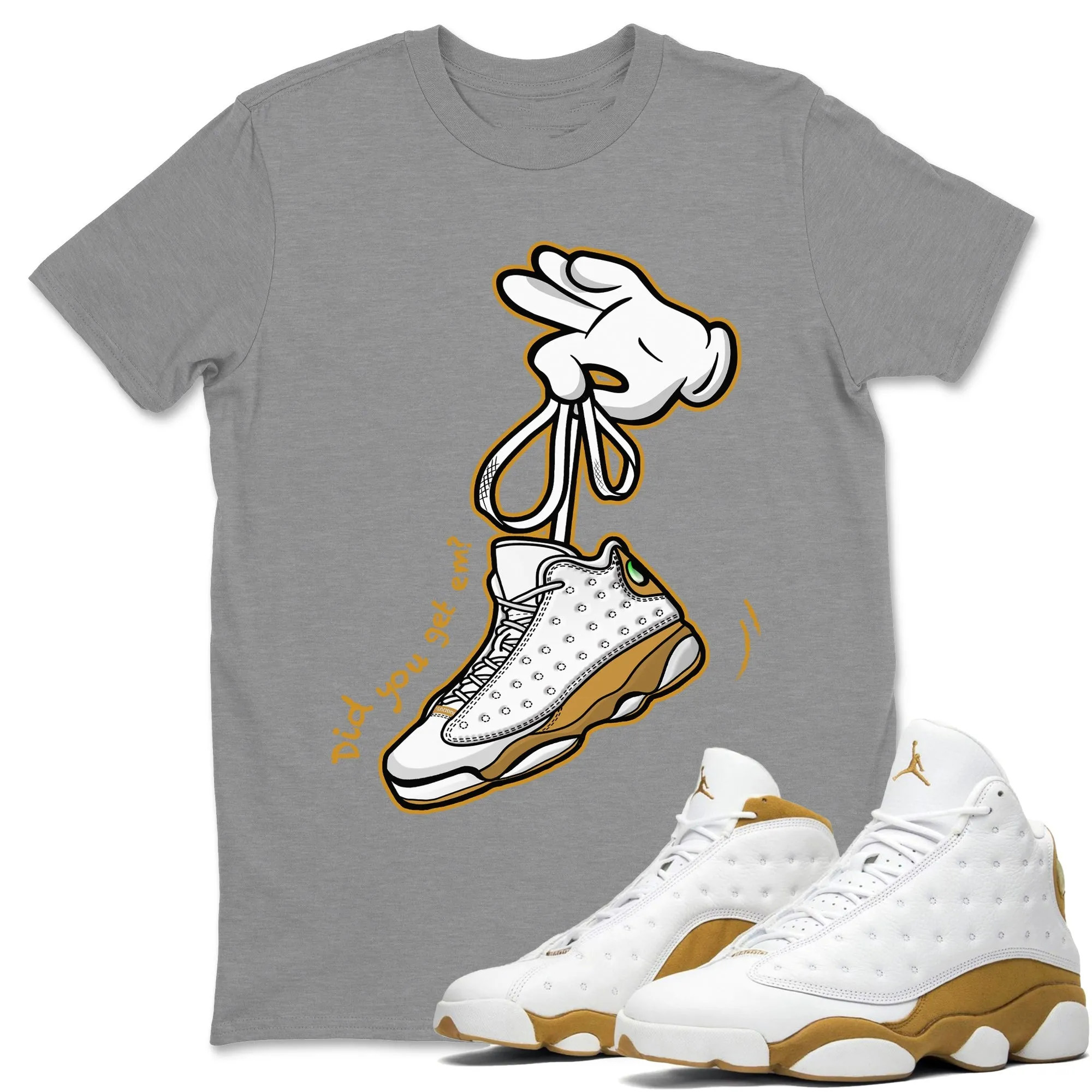 Cartoon Hands Unisex Tops - Air Jordan 13 Wheat