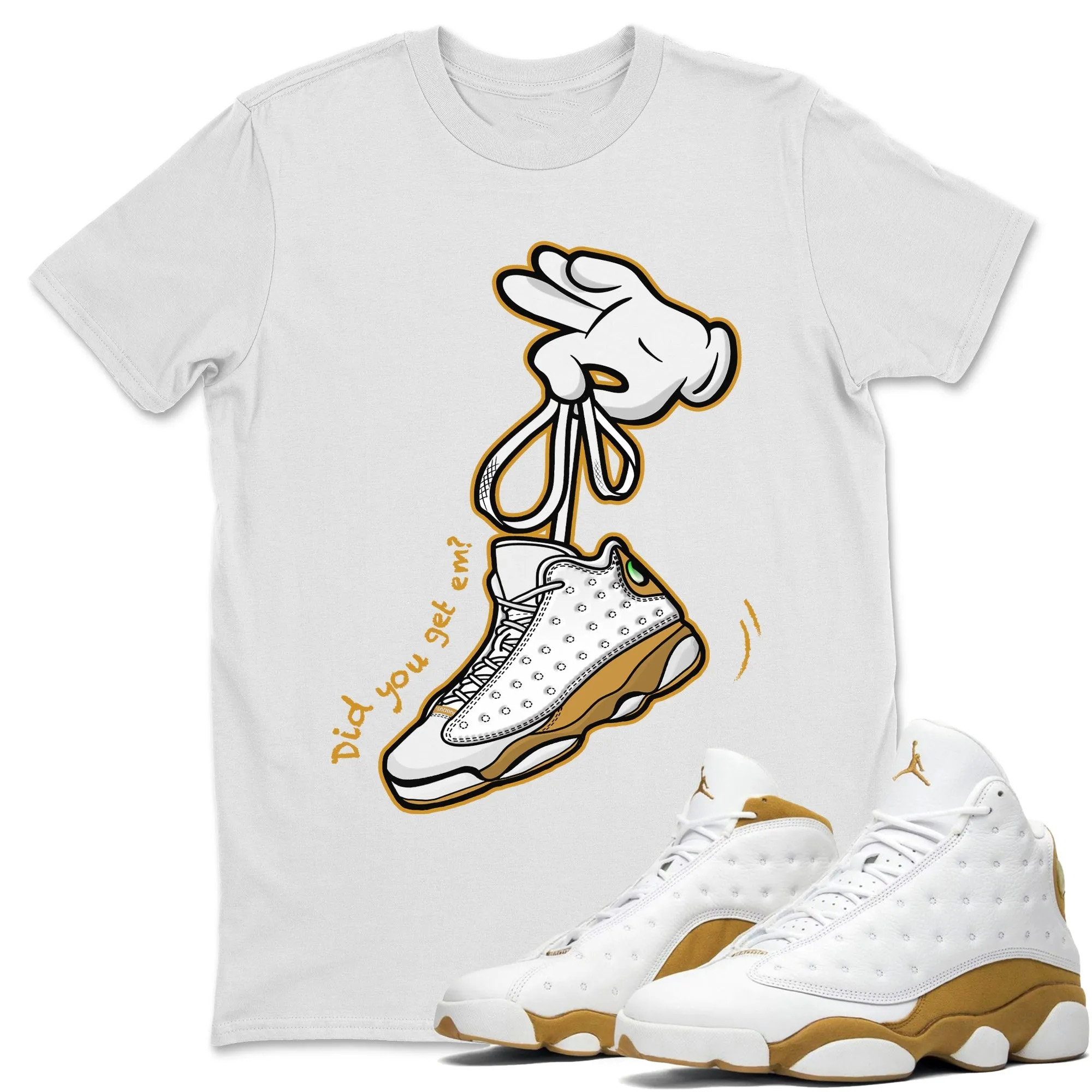 Cartoon Hands Unisex Tops - Air Jordan 13 Wheat