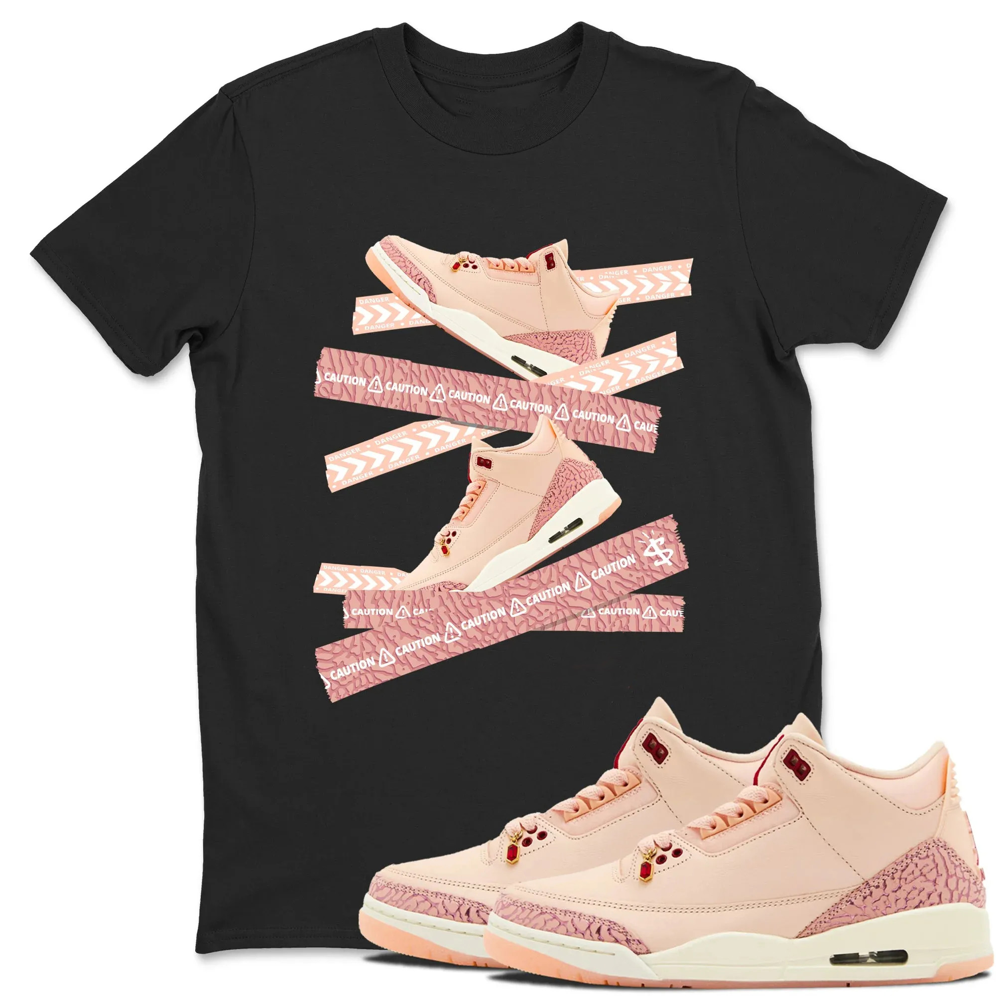 Caution Tape TEEWAVO Sneaker Tees - Air Jordan 3 Valentines Day