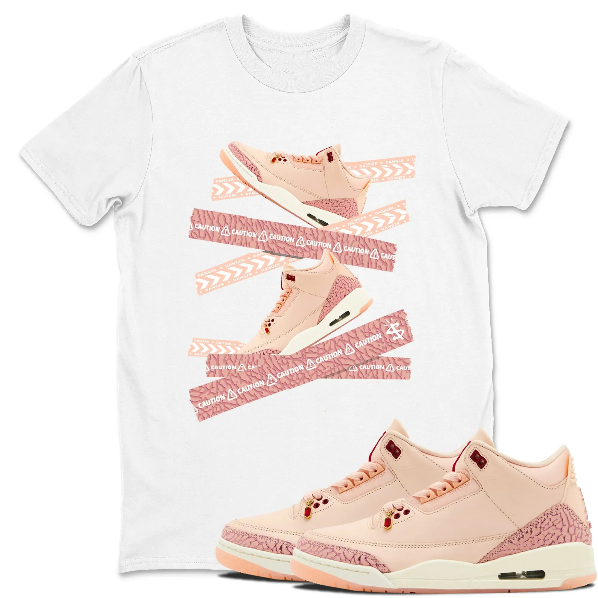 Caution Tape TEEWAVO Sneaker Tees - Air Jordan 3 Valentines Day