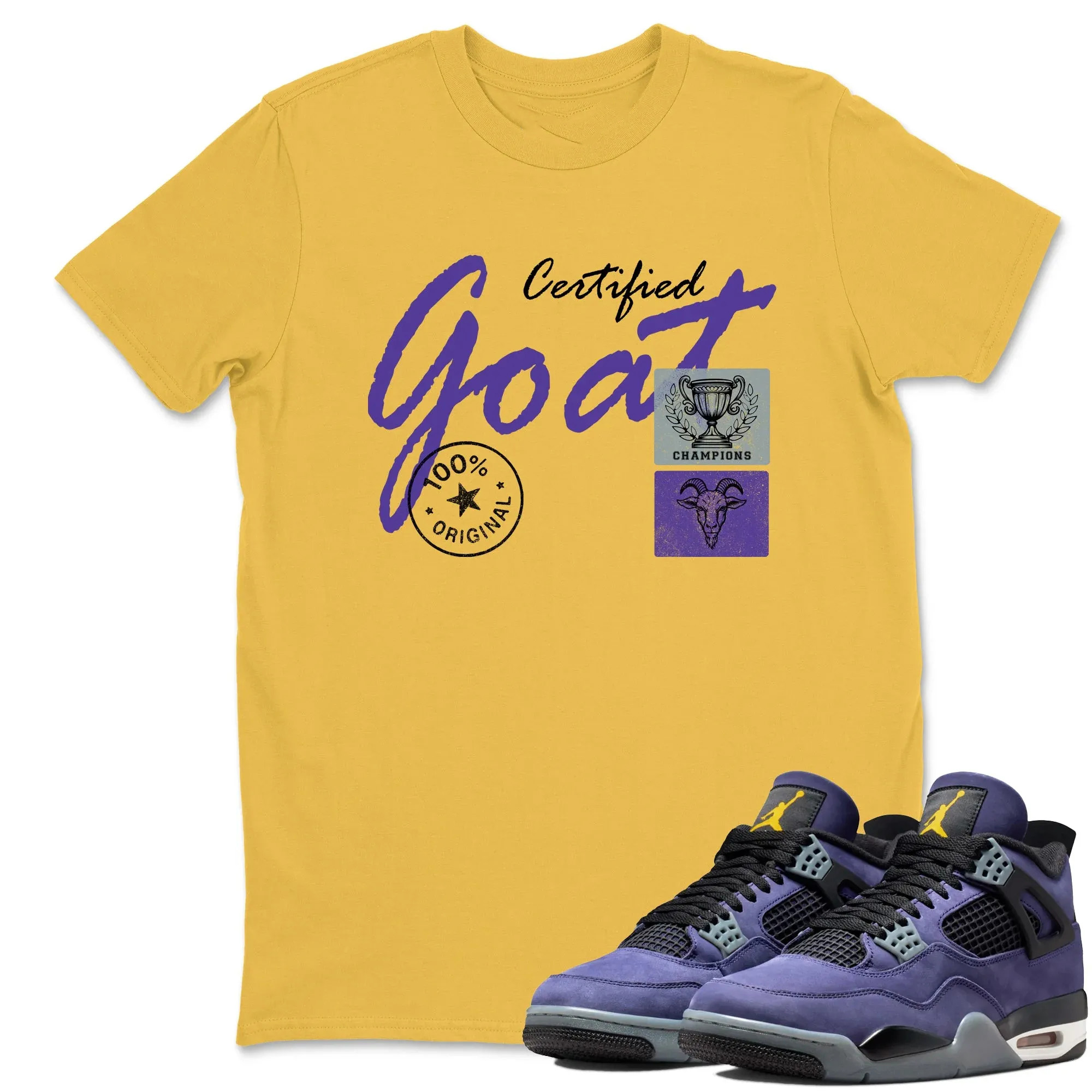 Certified Goat TEEWAVO Sneaker Tees - Air Jordan 4 Lakeshow