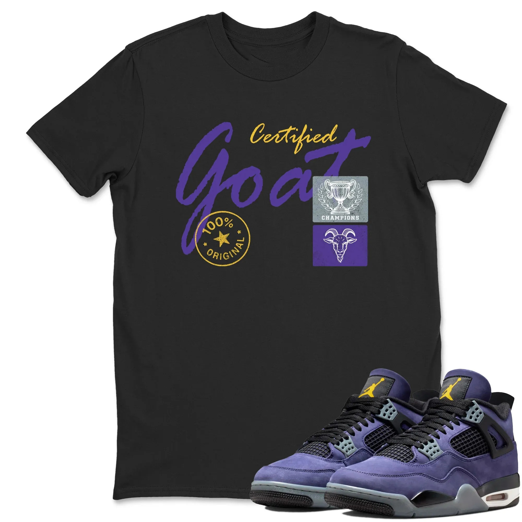 Certified Goat TEEWAVO Sneaker Tees - Air Jordan 4 Lakeshow