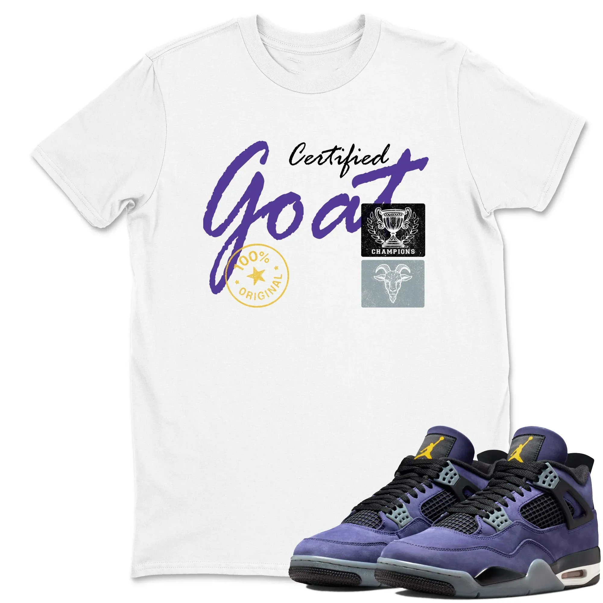 Certified Goat TEEWAVO Sneaker Tees - Air Jordan 4 Lakeshow