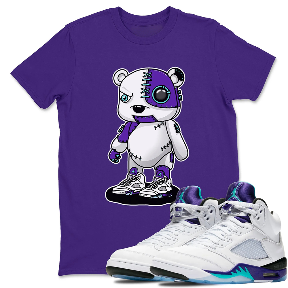Cyborg Bear Sneaker Tees - Air Jordan 5 Grape