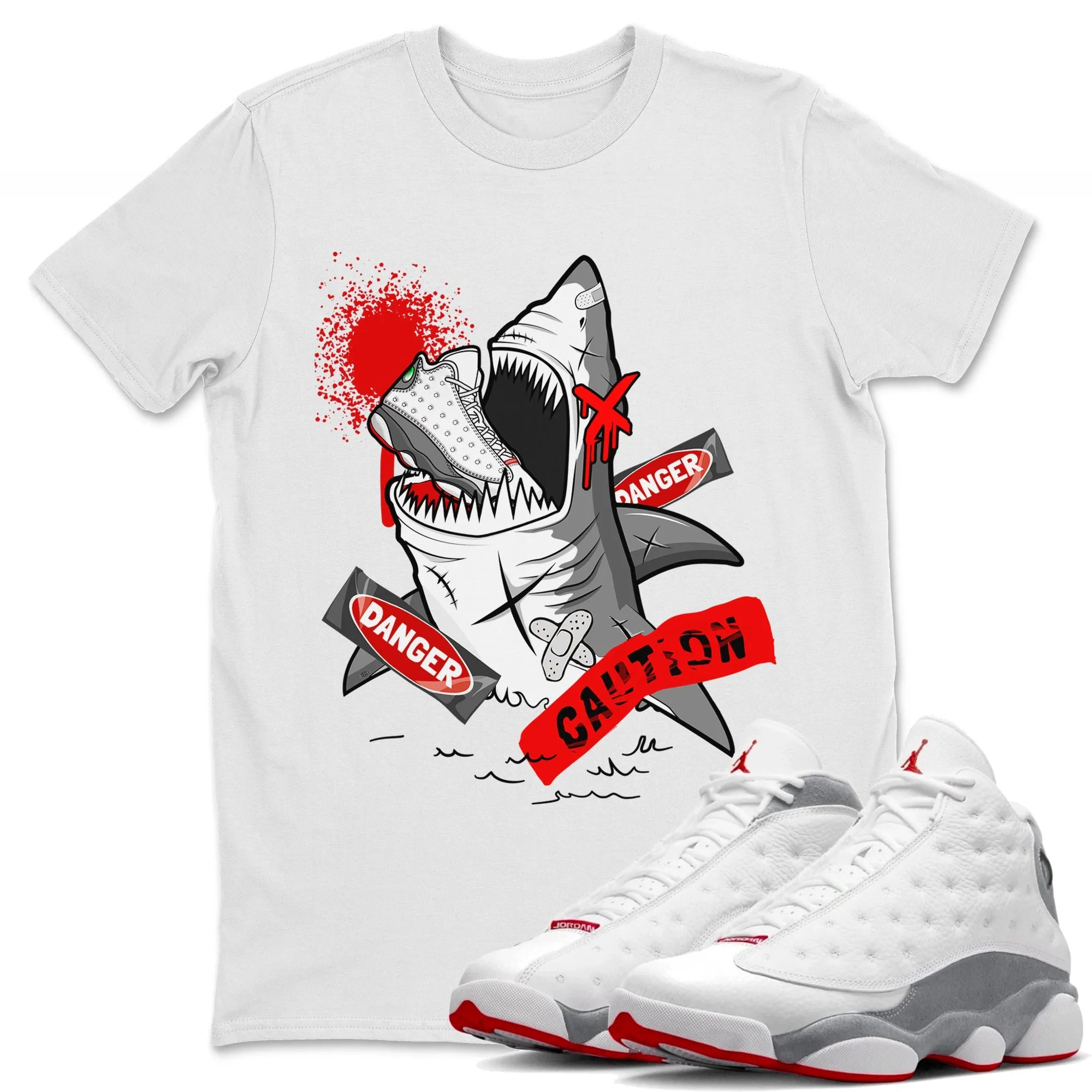 Dangerous Shark TEEWAVO Sneaker Tee - Air Jordan 13 Wolf Grey
