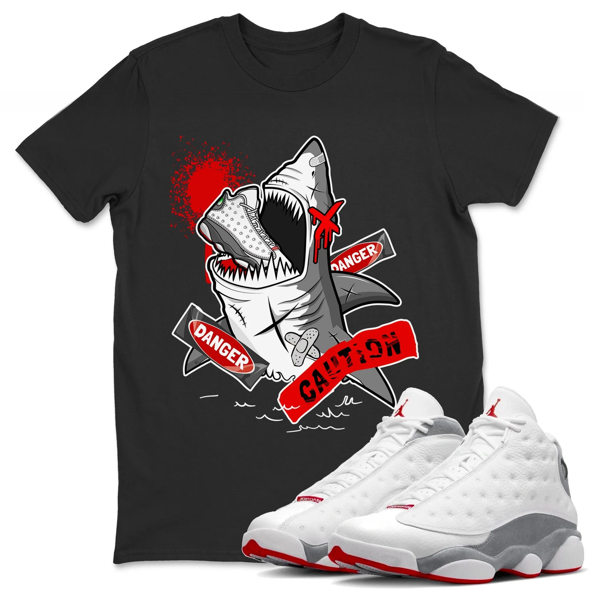 Dangerous Shark TEEWAVO Sneaker Tee - Air Jordan 13 Wolf Grey