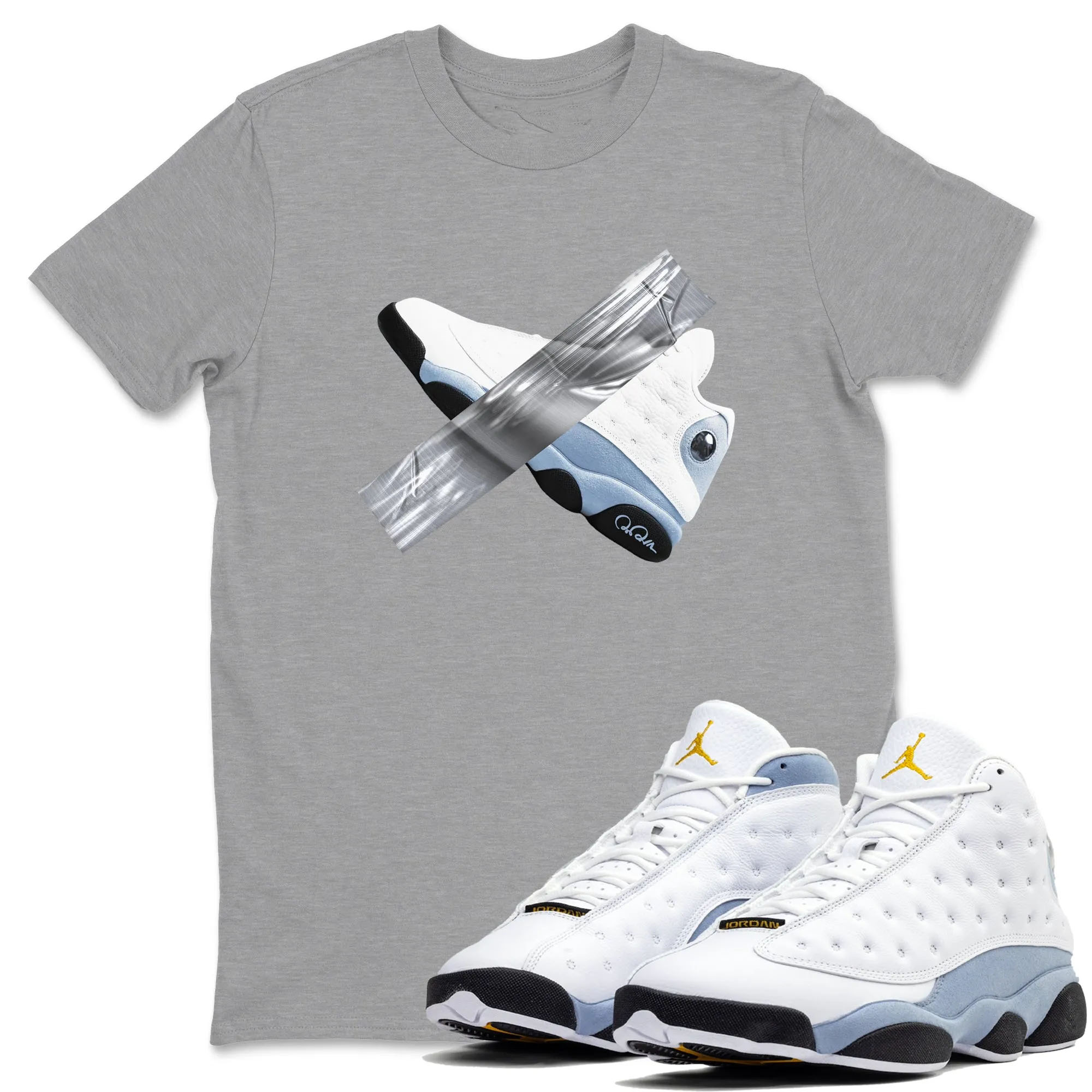 Duct Tape TEEWAVO  Sneaker Tees - Air Jordan 13 Blue Grey