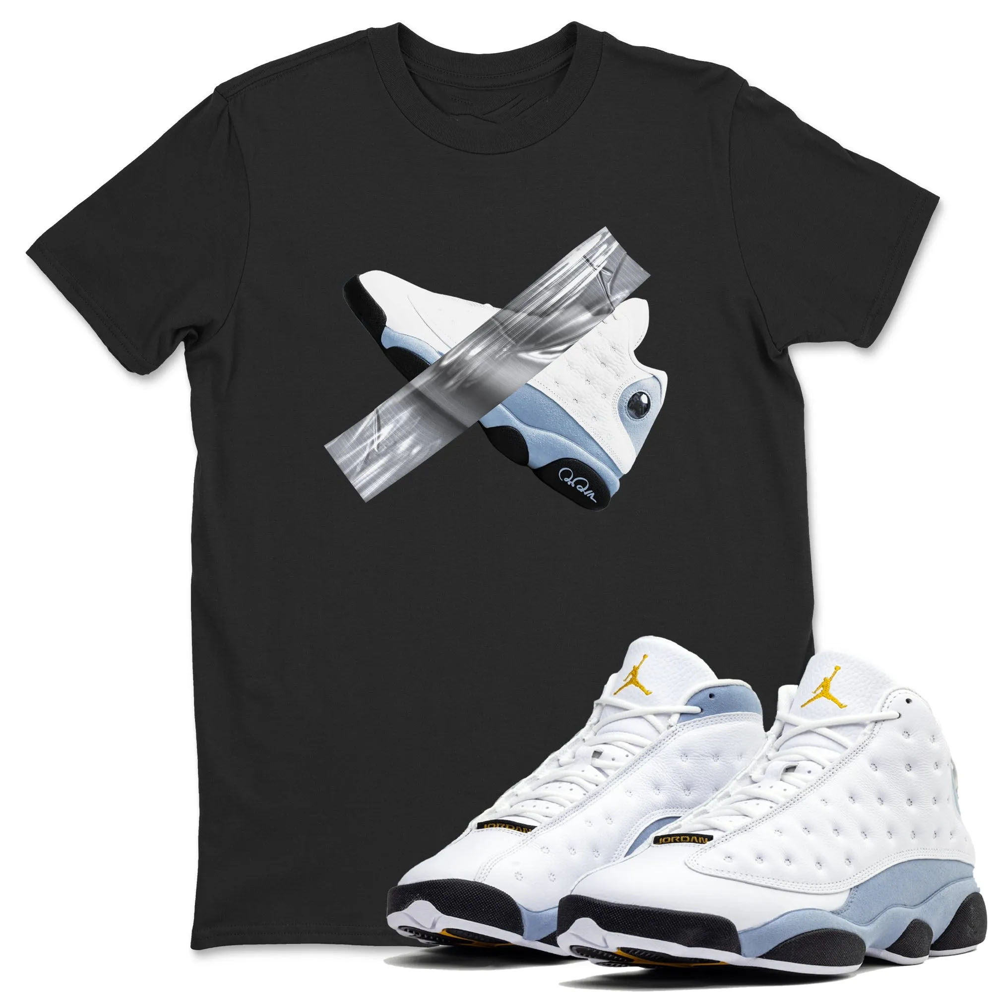 Duct Tape TEEWAVO  Sneaker Tees - Air Jordan 13 Blue Grey