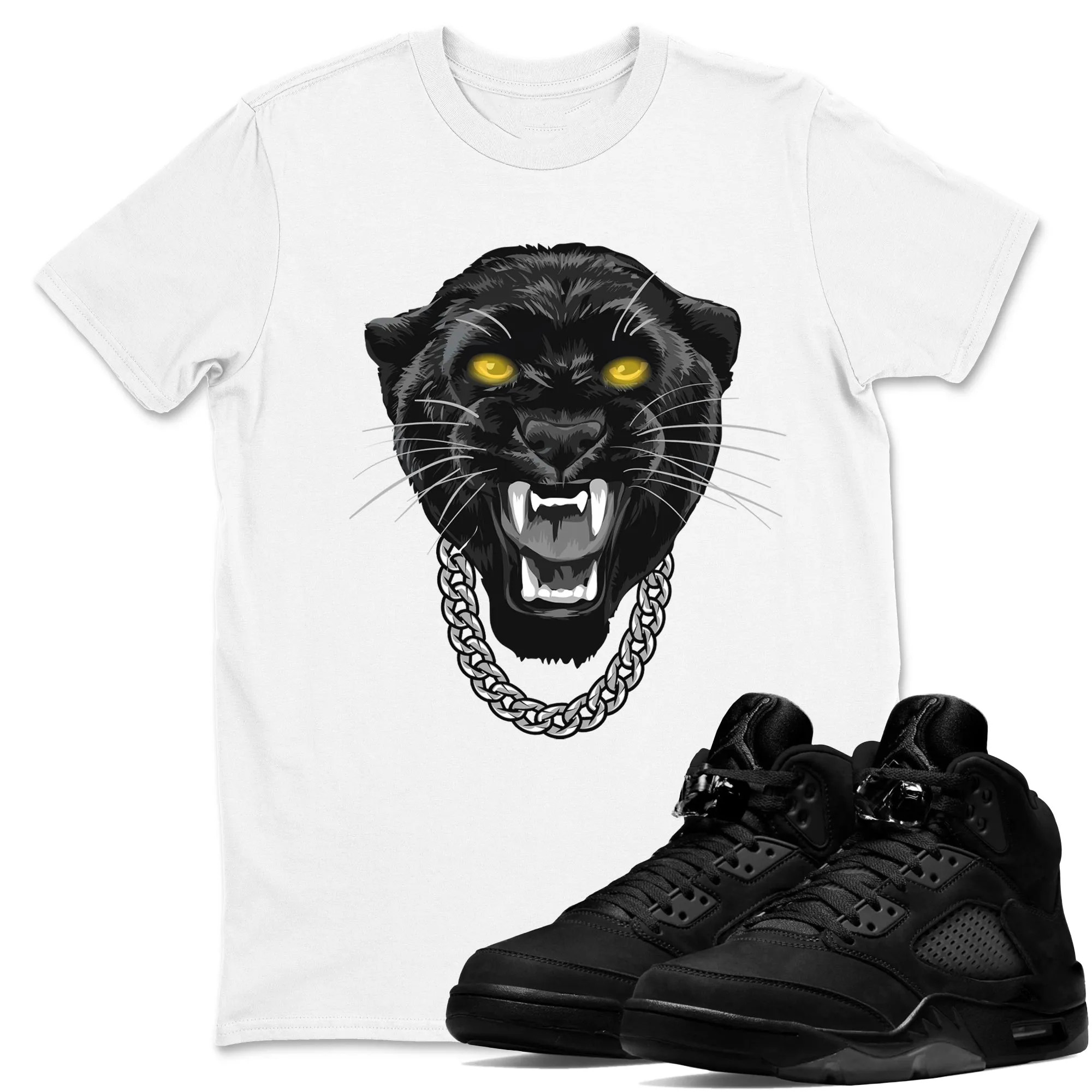 Gangster Black Cat Sneaker Tees - Air Jordan 5 Black Cat
