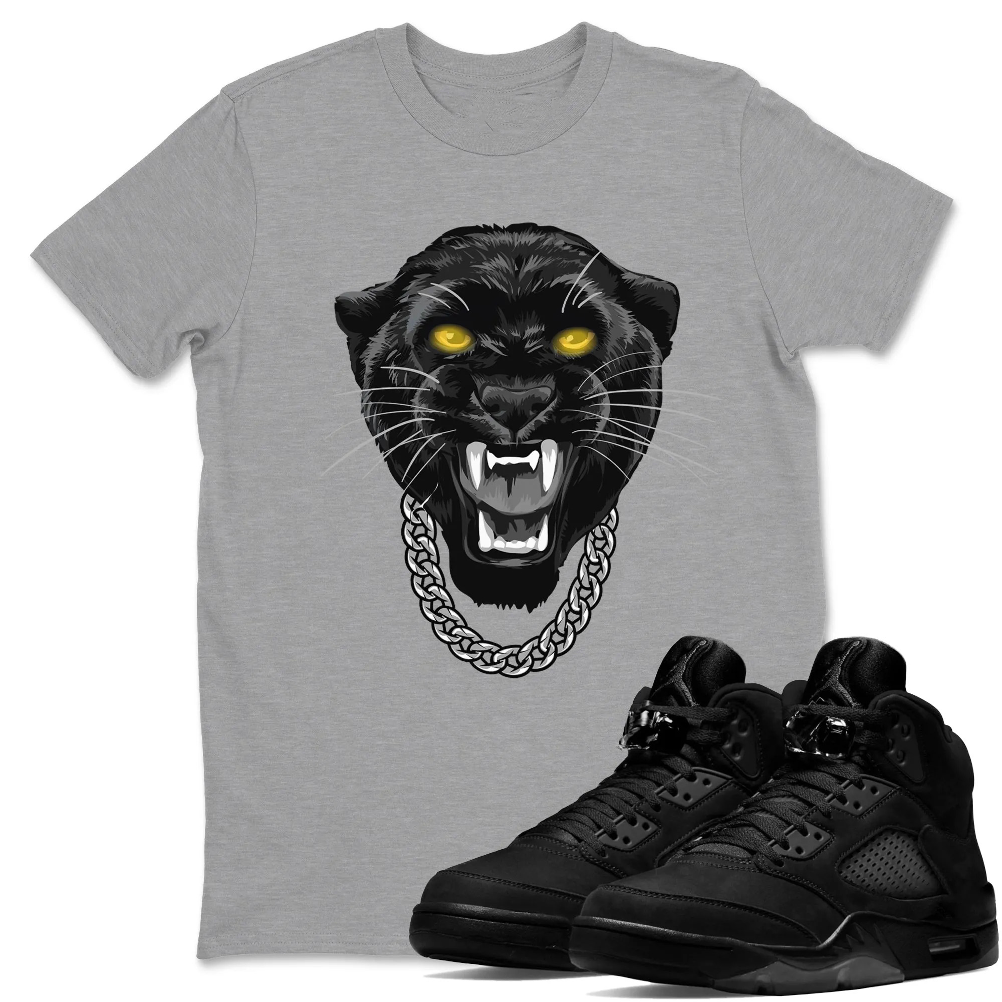 Gangster Black Cat Sneaker Tees - Air Jordan 5 Black Cat