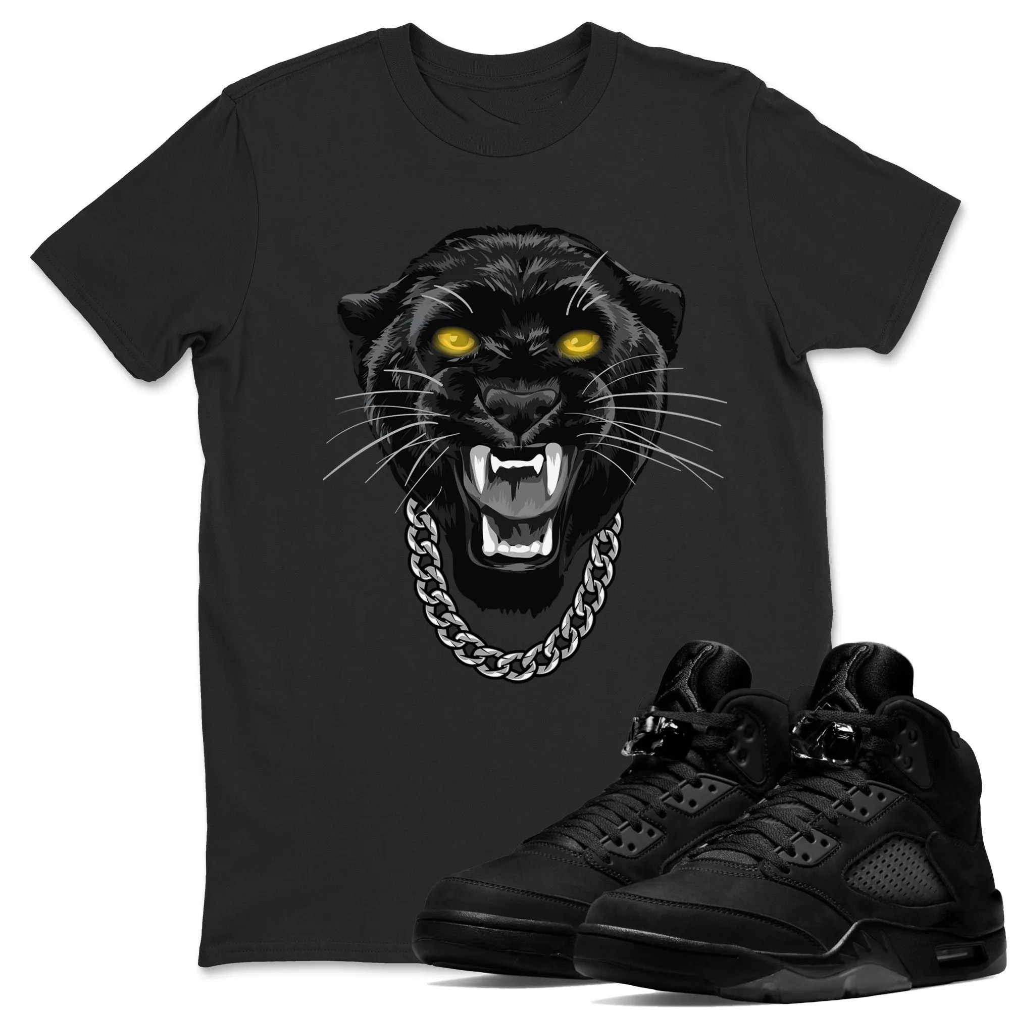 Gangster Black Cat Sneaker Tees - Air Jordan 5 Black Cat