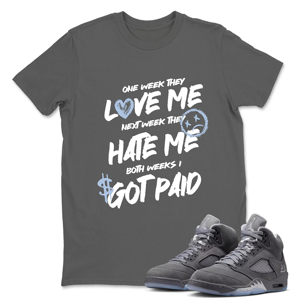 I Got Paid TEEWAVO Sneaker Tees - Air Jordan 5 Wolf Grey