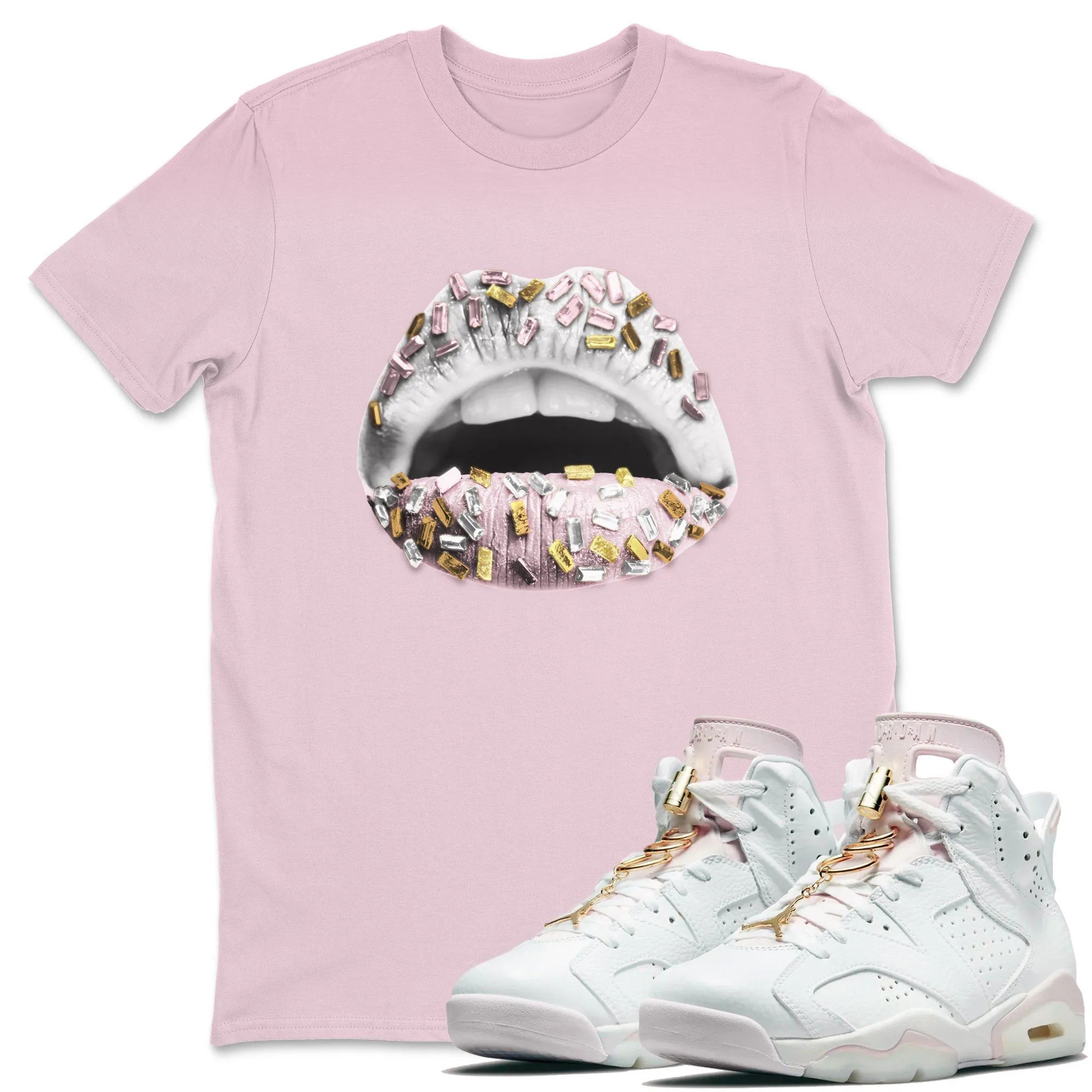 Lips Jewel Unisex Tops - Air Jordan 6 Gold Hoops