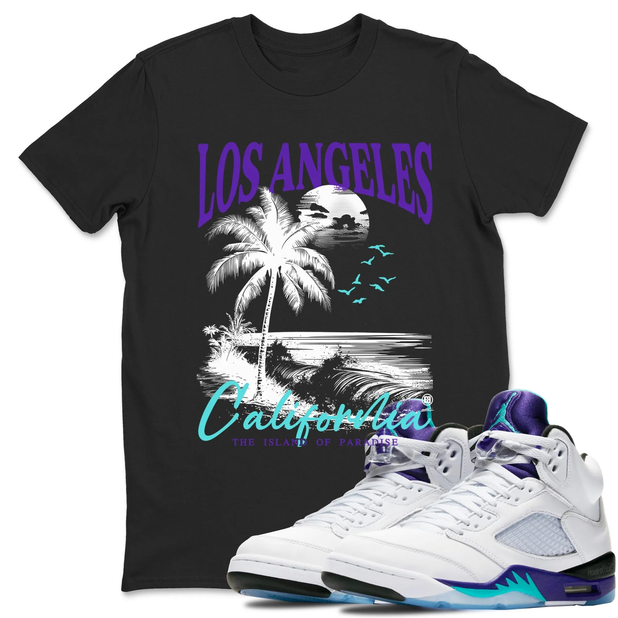 Los Angeles California Sneaker Tees - Air Jordan 5 Grape