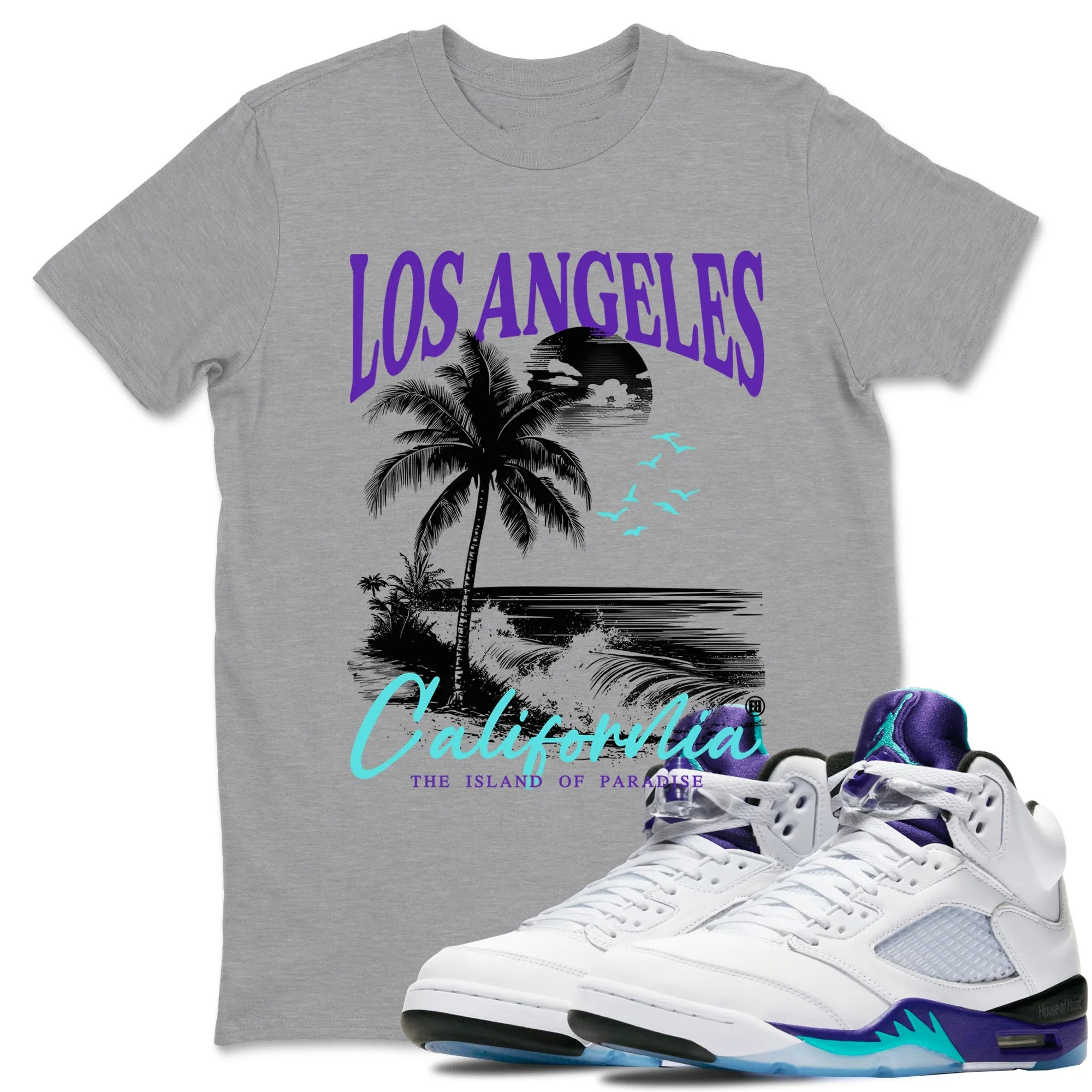 Los Angeles California Sneaker Tees - Air Jordan 5 Grape