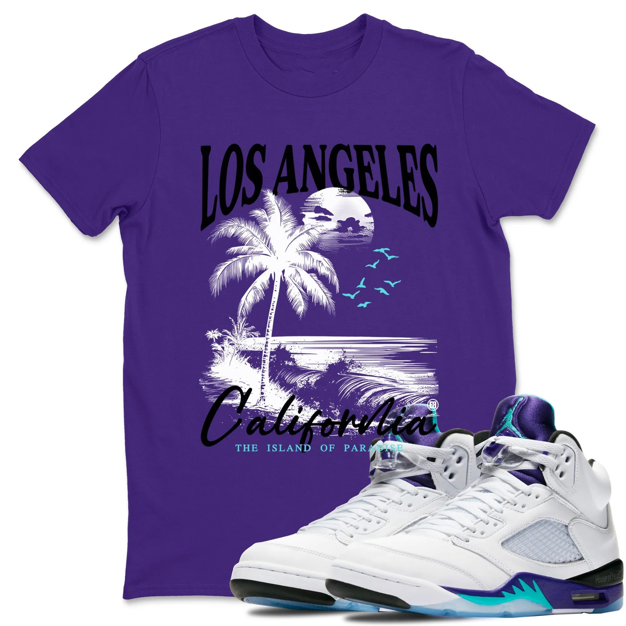 Los Angeles California Sneaker Tees - Air Jordan 5 Grape