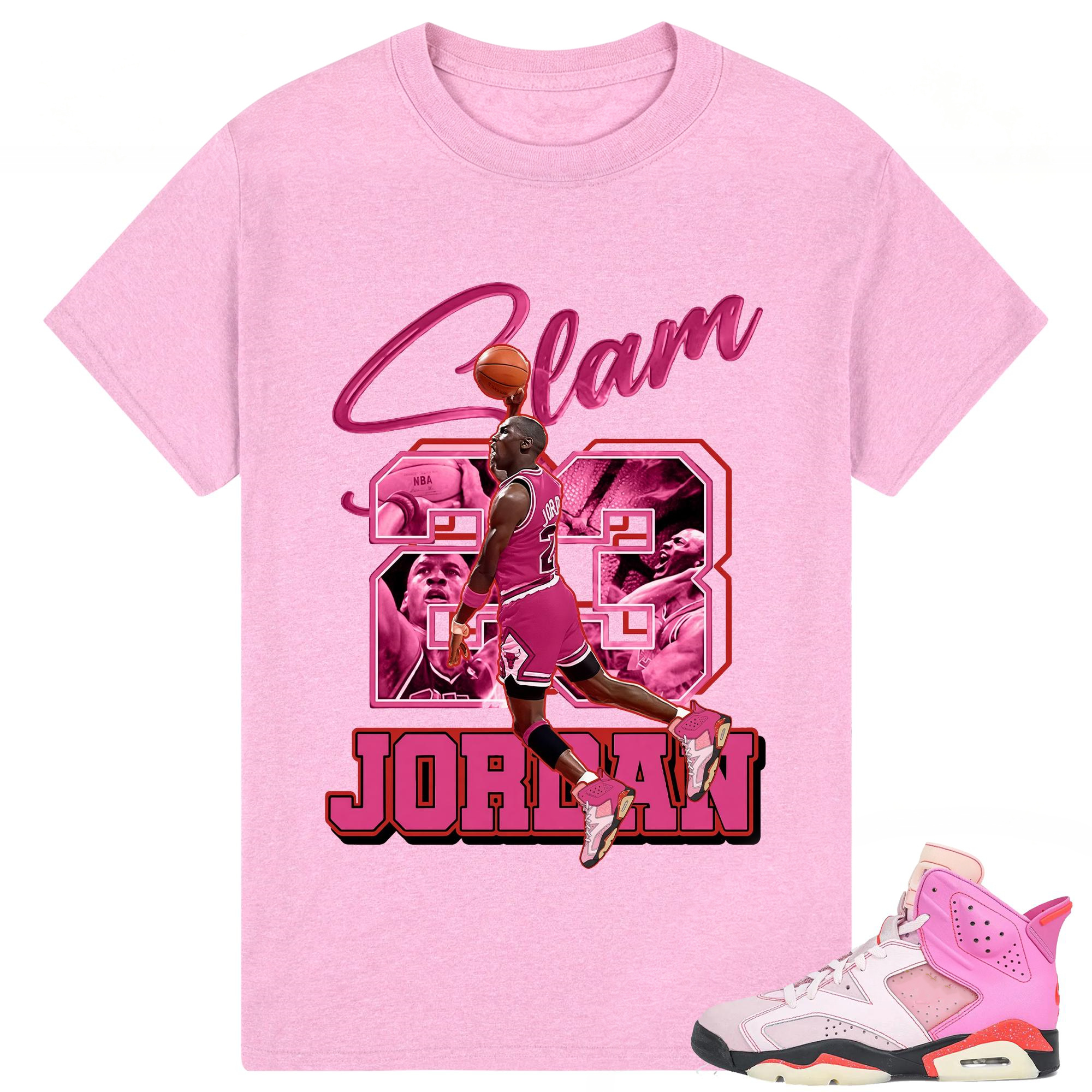 Basketball Player Shirt to Match AJ 6 Awake Playful Pink Sneaker