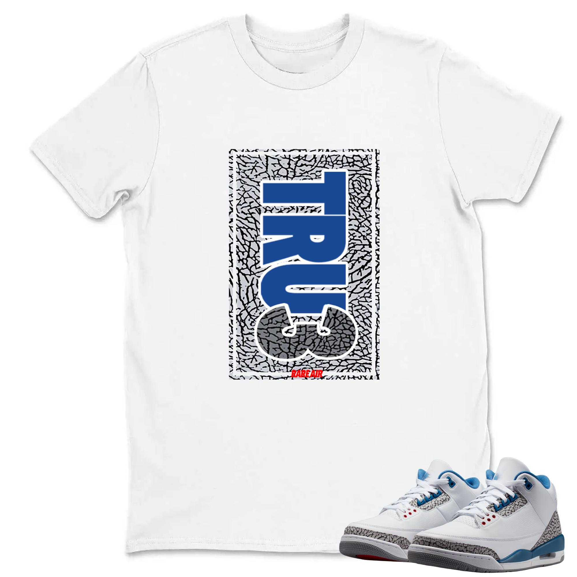 AJ 3 True Blue White Fire Red Cement Grey Match Tee