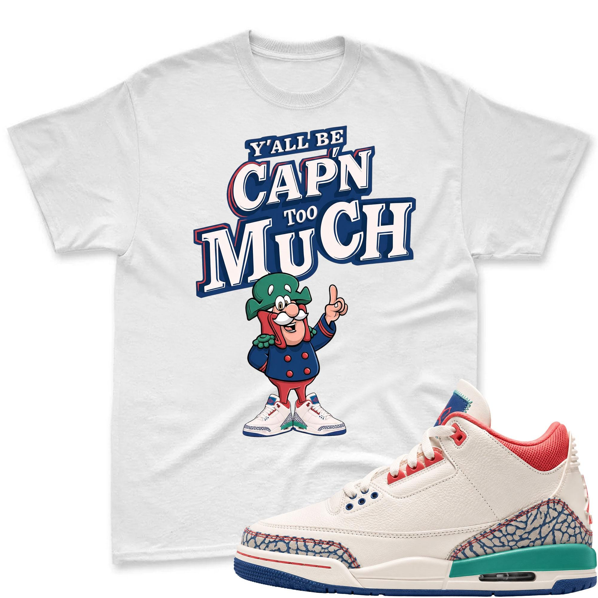 CAP'N MUCH! Shirt To Match AJ3 Chalk T-Blue