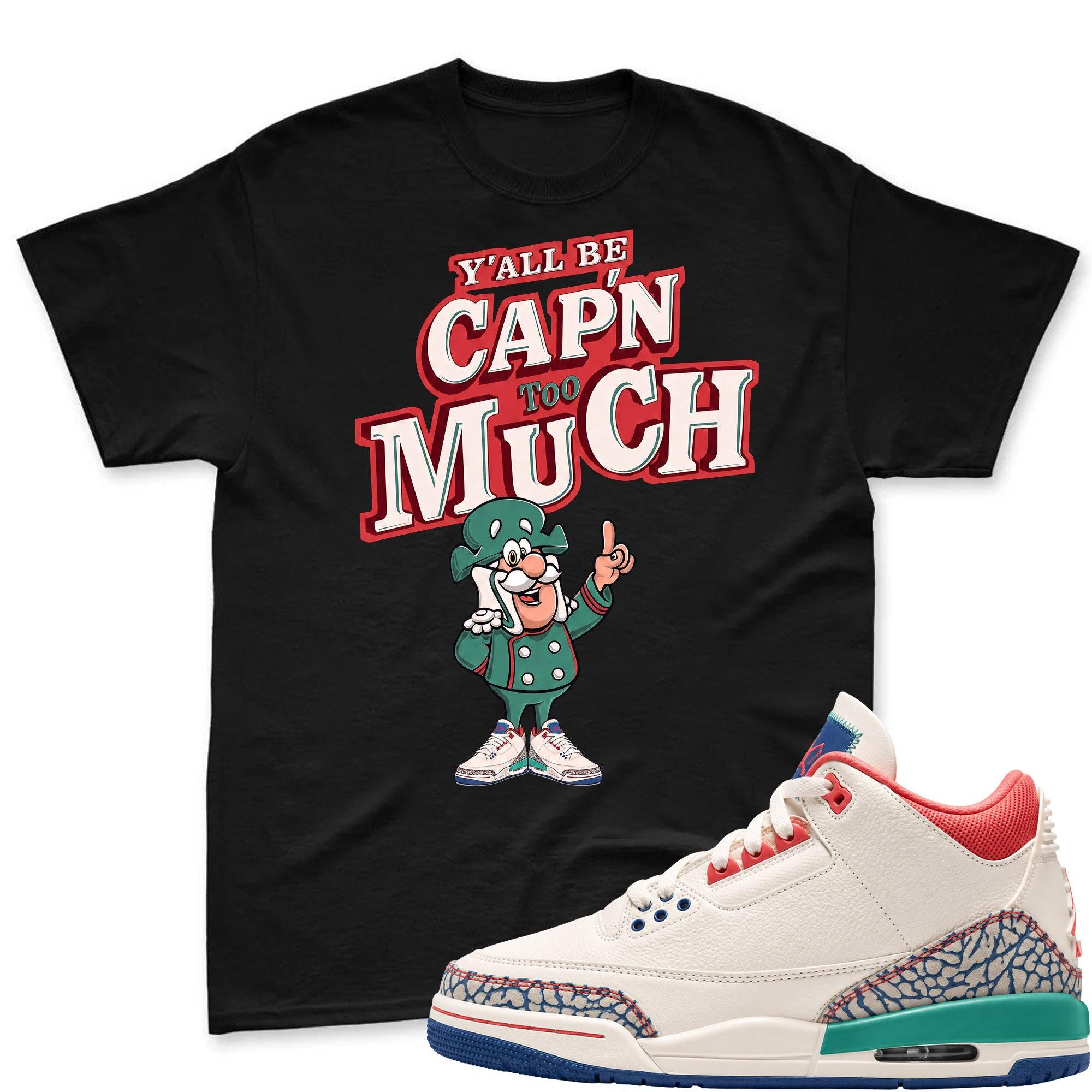 CAP'N MUCH! Shirt To Match AJ3 Chalk T-Blue