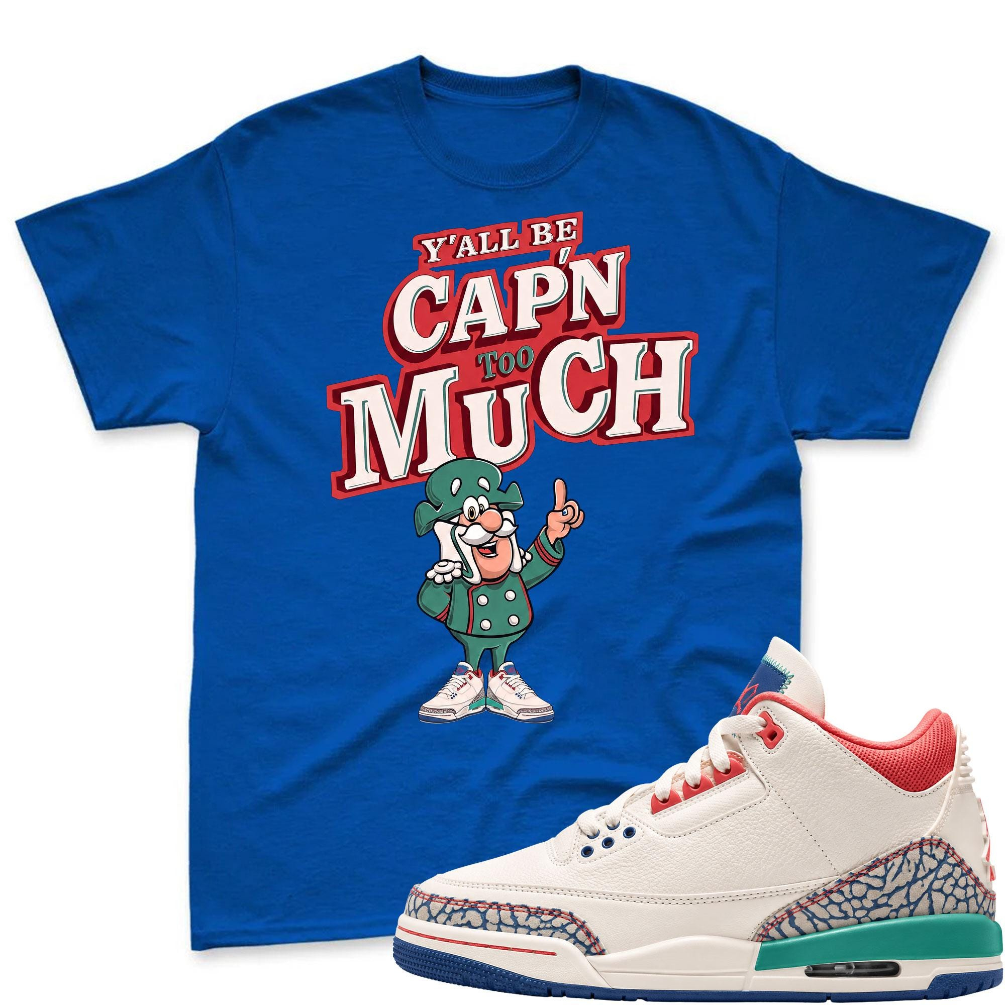 CAP'N MUCH! Shirt To Match AJ3 Chalk T-Blue