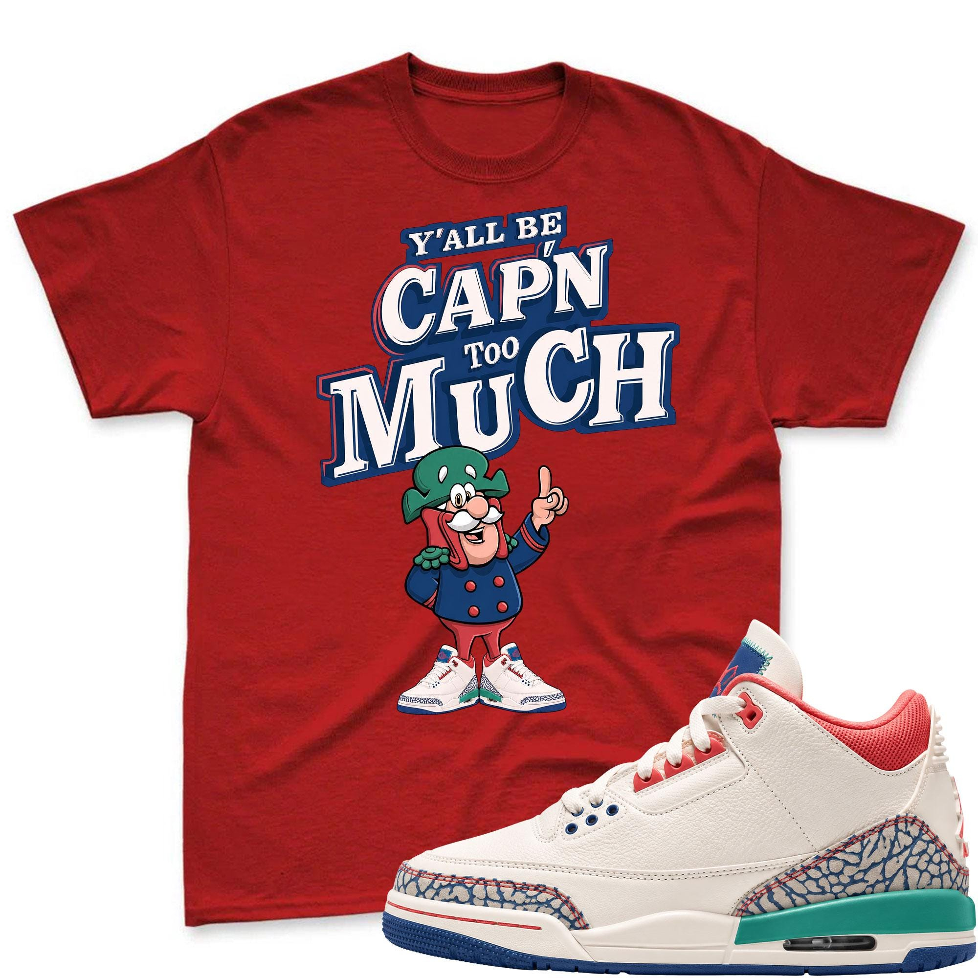 CAP'N MUCH! Shirt To Match AJ3 Chalk T-Blue