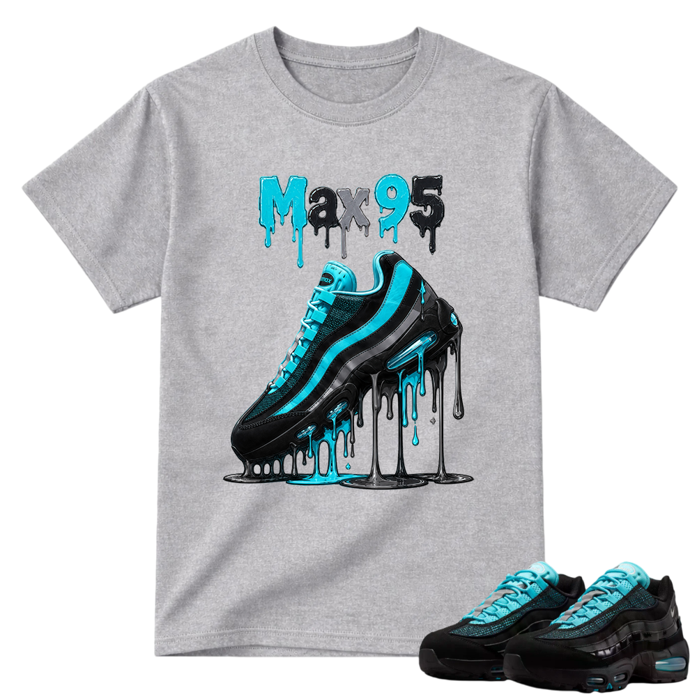 Max 95 Drip Graphic Tee – Aqua Black Sneaker Match Shirt