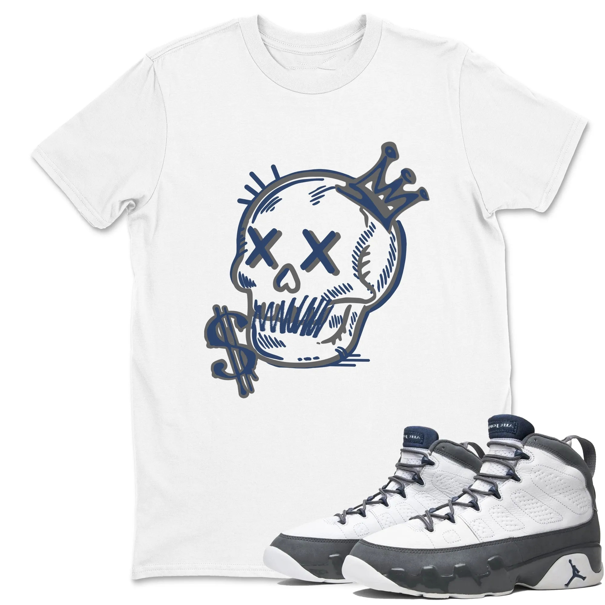Neon Skull TEEWAVO Sneaker Tees - Air Jordan 9 Flint Grey