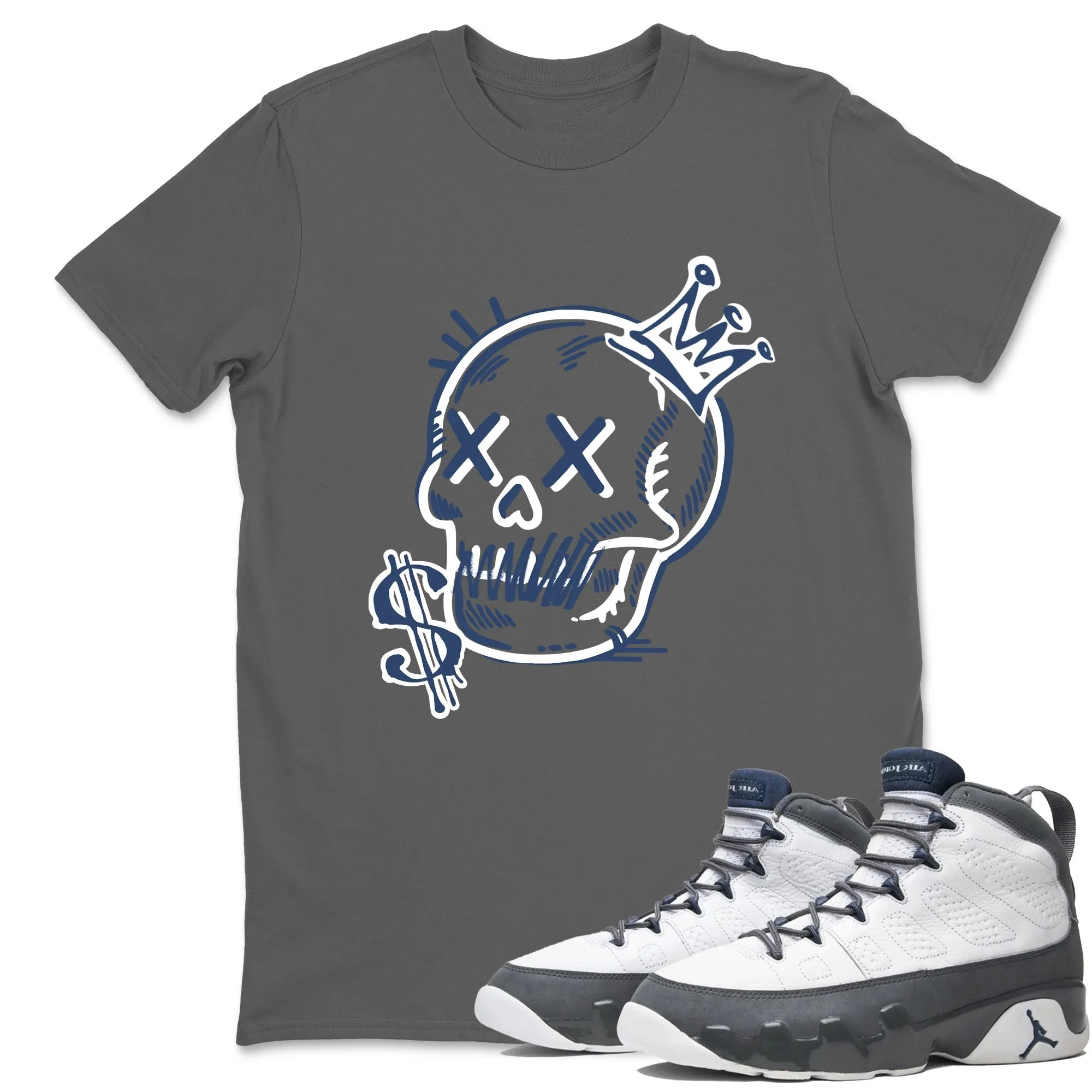 Neon Skull TEEWAVO Sneaker Tees - Air Jordan 9 Flint Grey