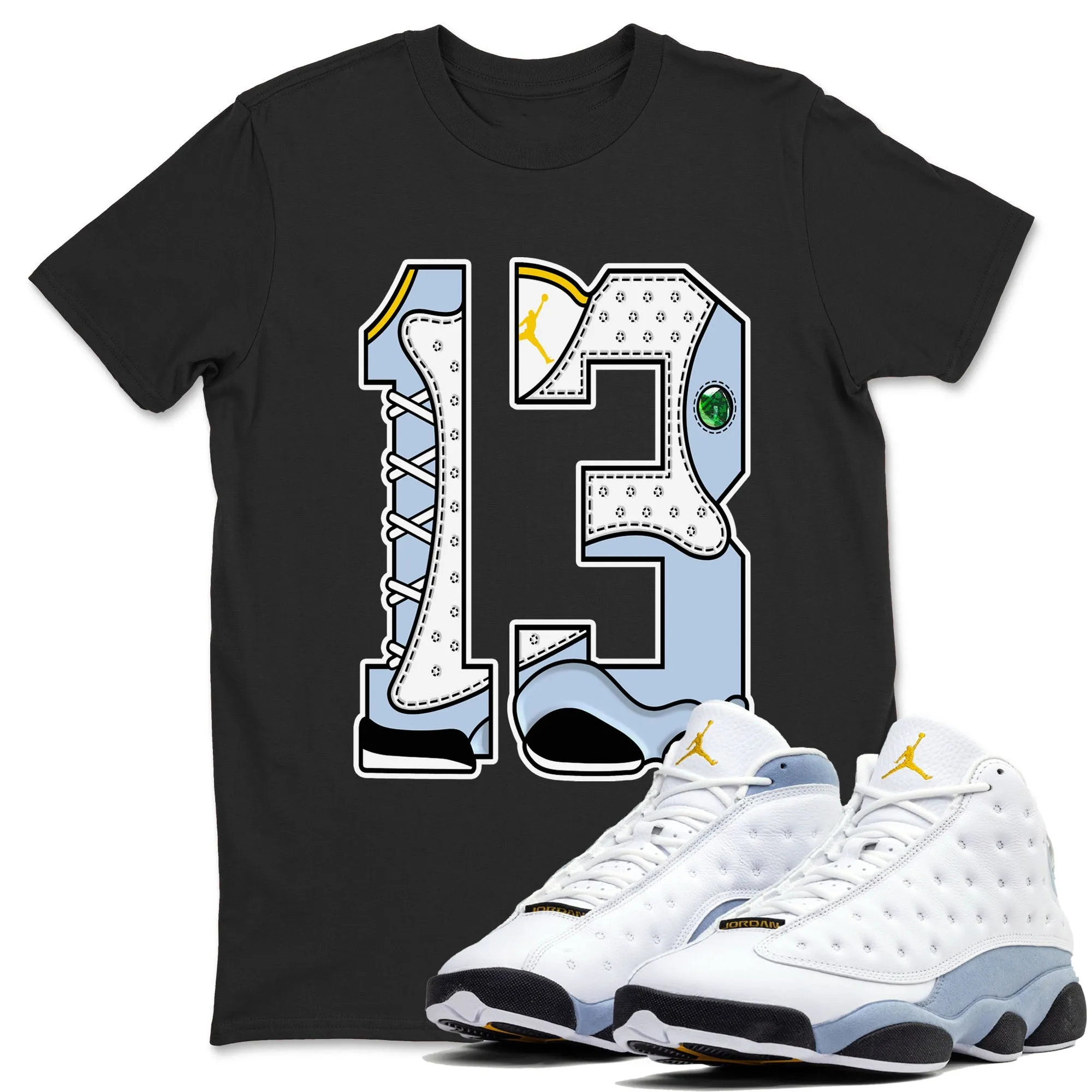 Number 13 TEEWAVO Sneaker Tees - Air Jordan 13 Blue Grey